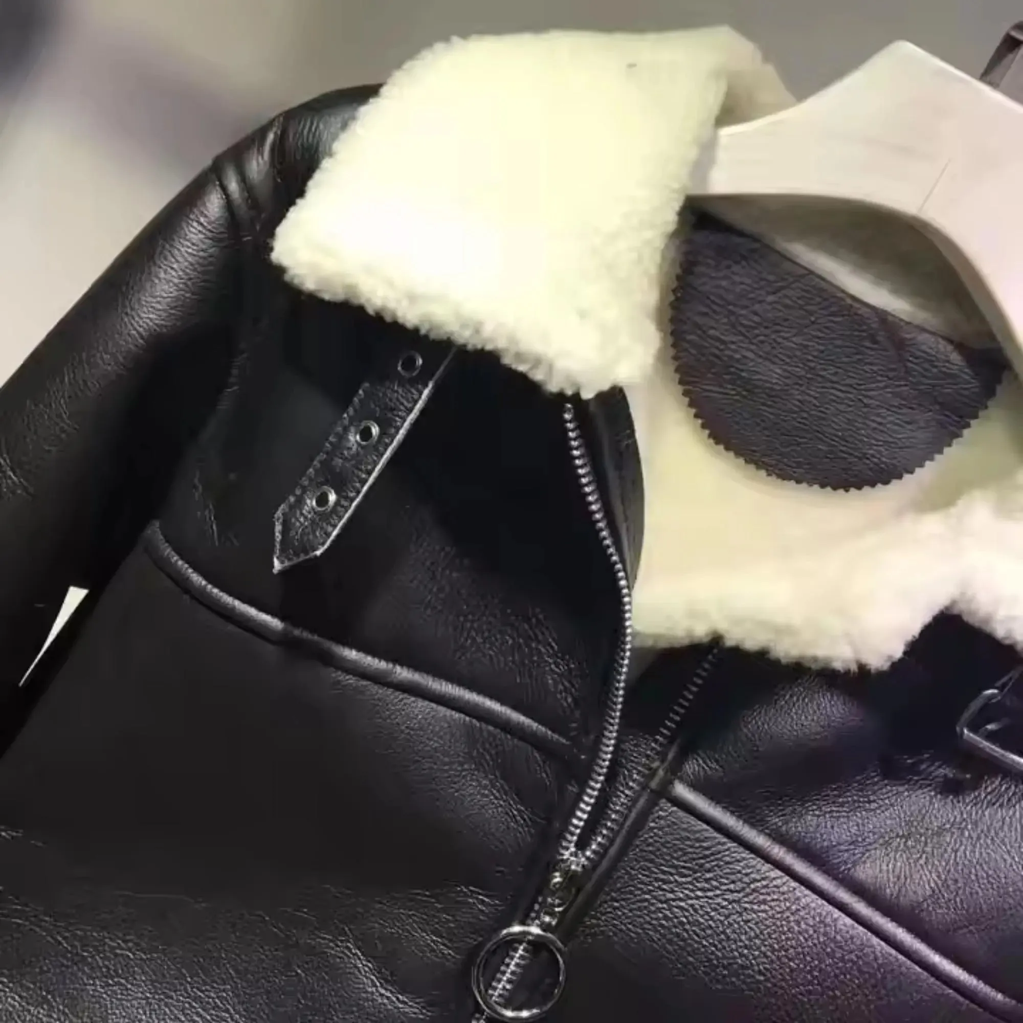 Black Faux Fur Leather Jacket