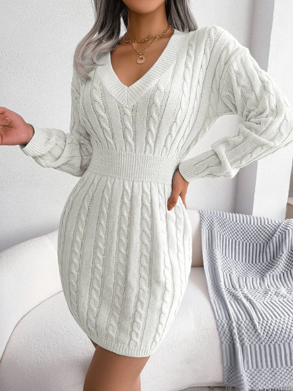 Cable Knit Sweater Dress
