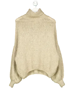 Charli Beige Wool Blend Roll Neck Jumper One Size
