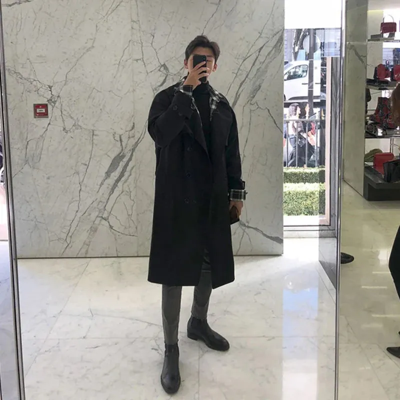Chicmy-England Style Double Breasted Trenchcoat Men Leisure Long Windbreaker Coats Stylish Quality Handsome College Hombre Trench Coat