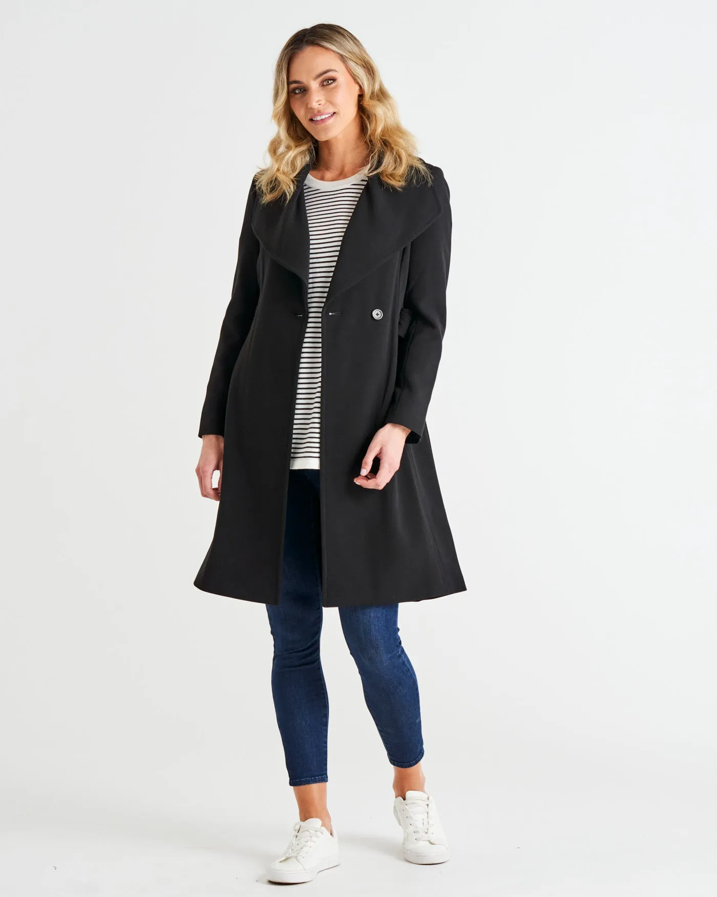 CHRISTINA WRAP COAT - BLACK