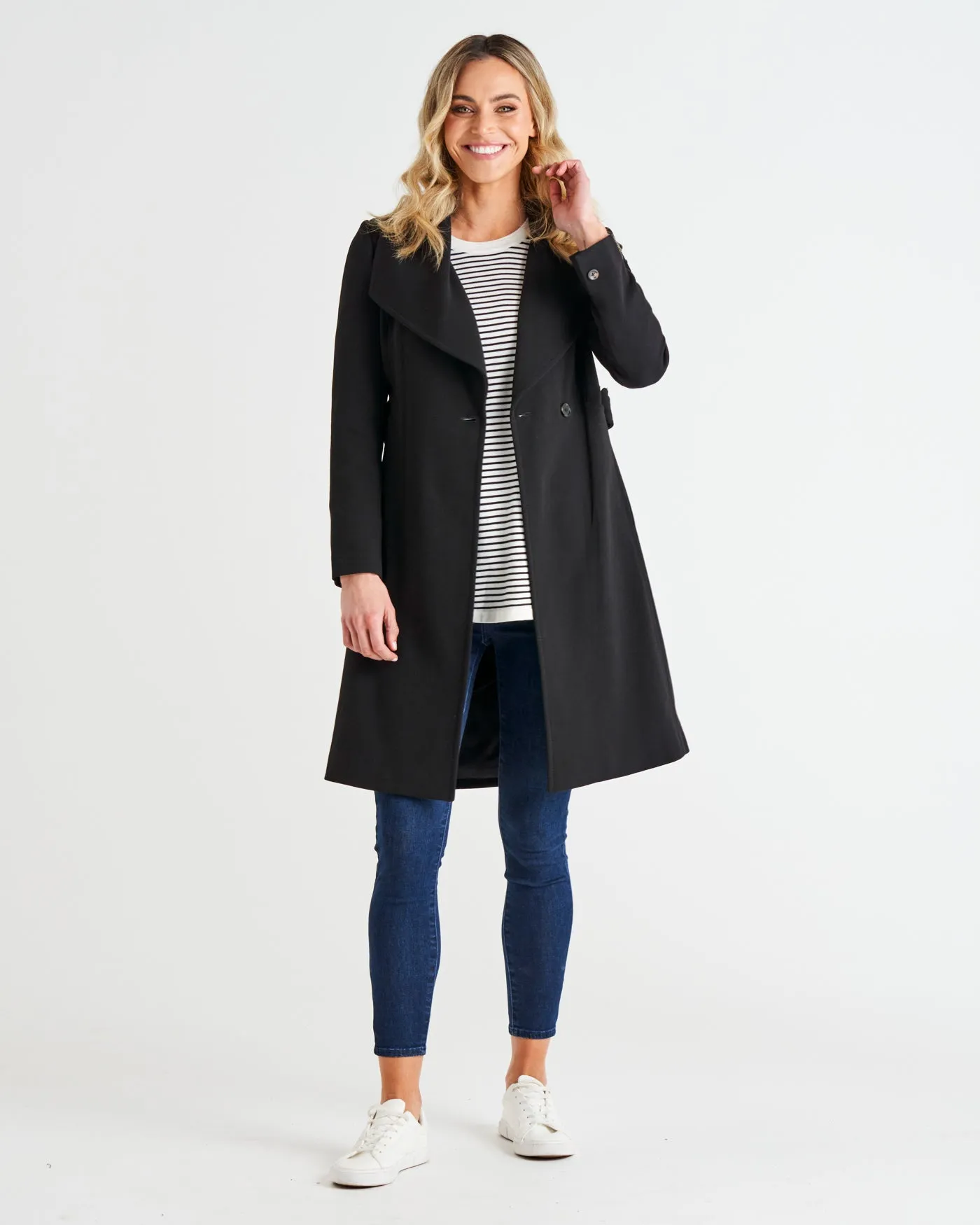 CHRISTINA WRAP COAT - BLACK