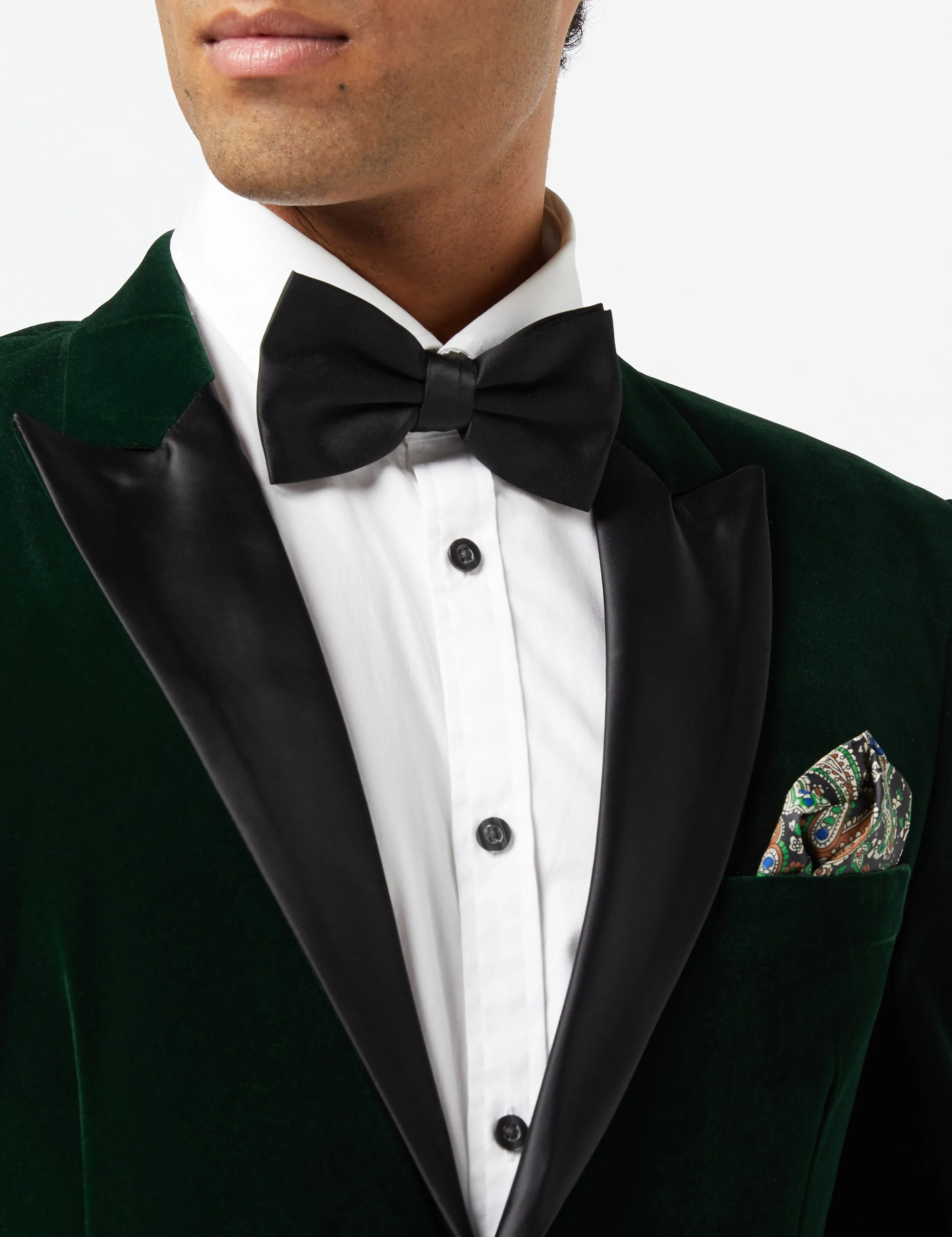 DINNER MAK - Green Soft Velvet Tuxedo Jacket