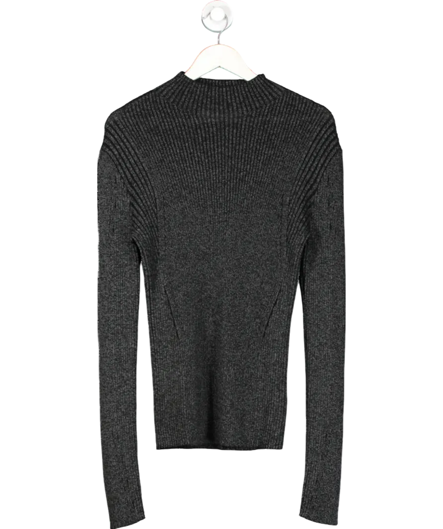 Dion Lee Black Wool Blend Ribbed Top UK 12