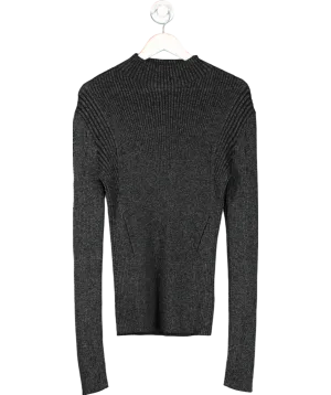 Dion Lee Black Wool Blend Ribbed Top UK 12