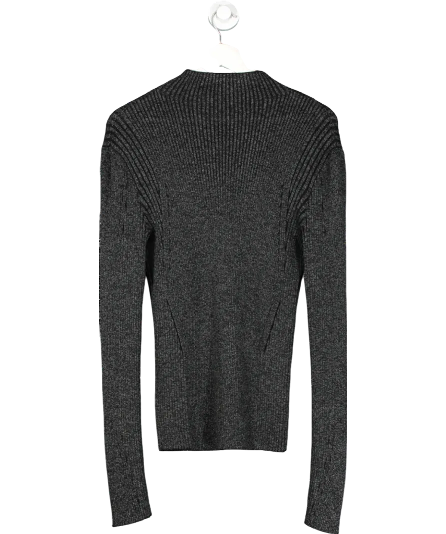Dion Lee Black Wool Blend Ribbed Top UK 12
