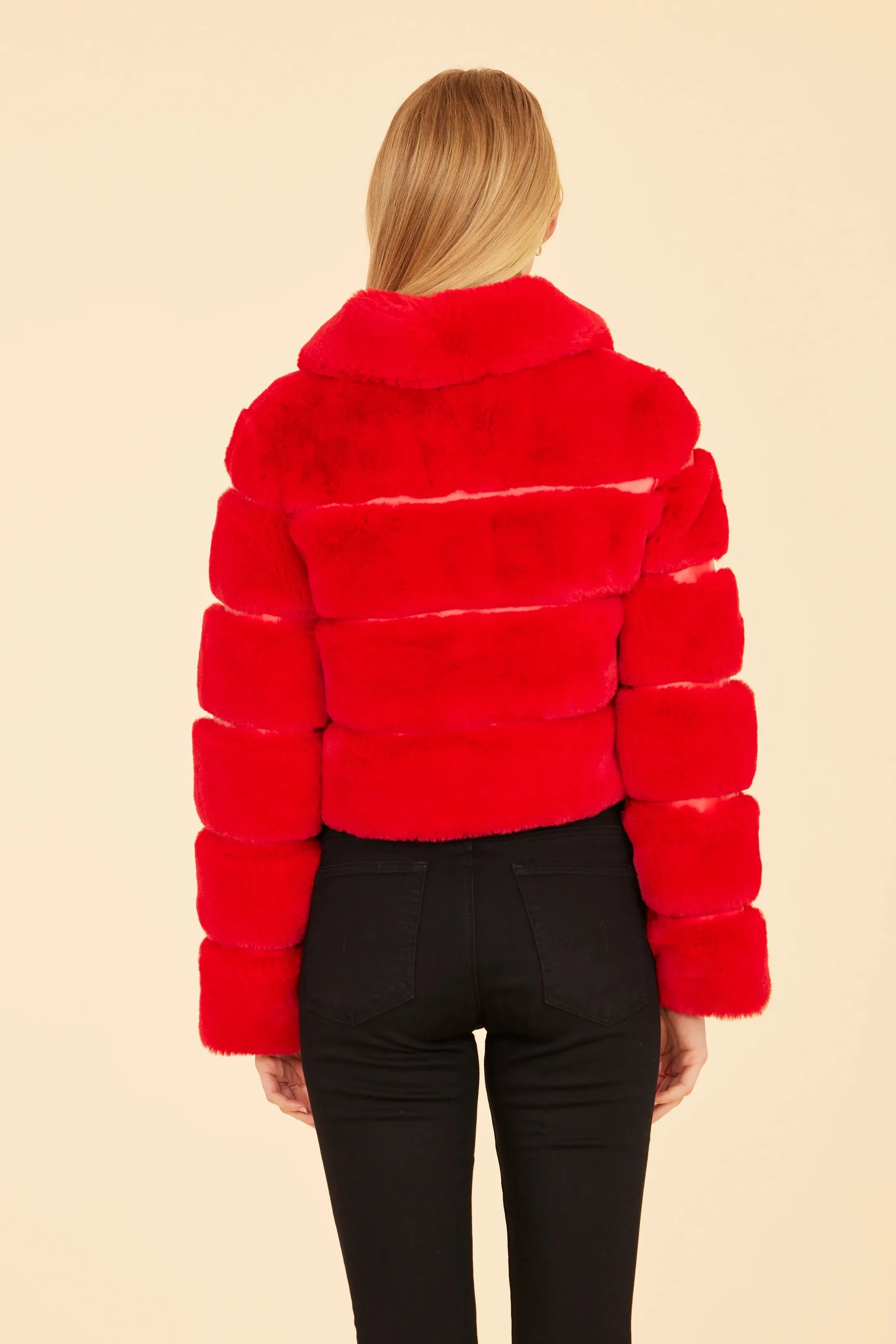 Dolce Cabo Paneled Faux Fur Cropped Jacket 75521