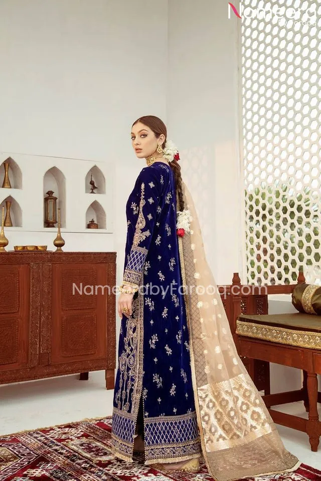 Elegant Blue Maxi Dress Pakistani Wedding Wear #PN31