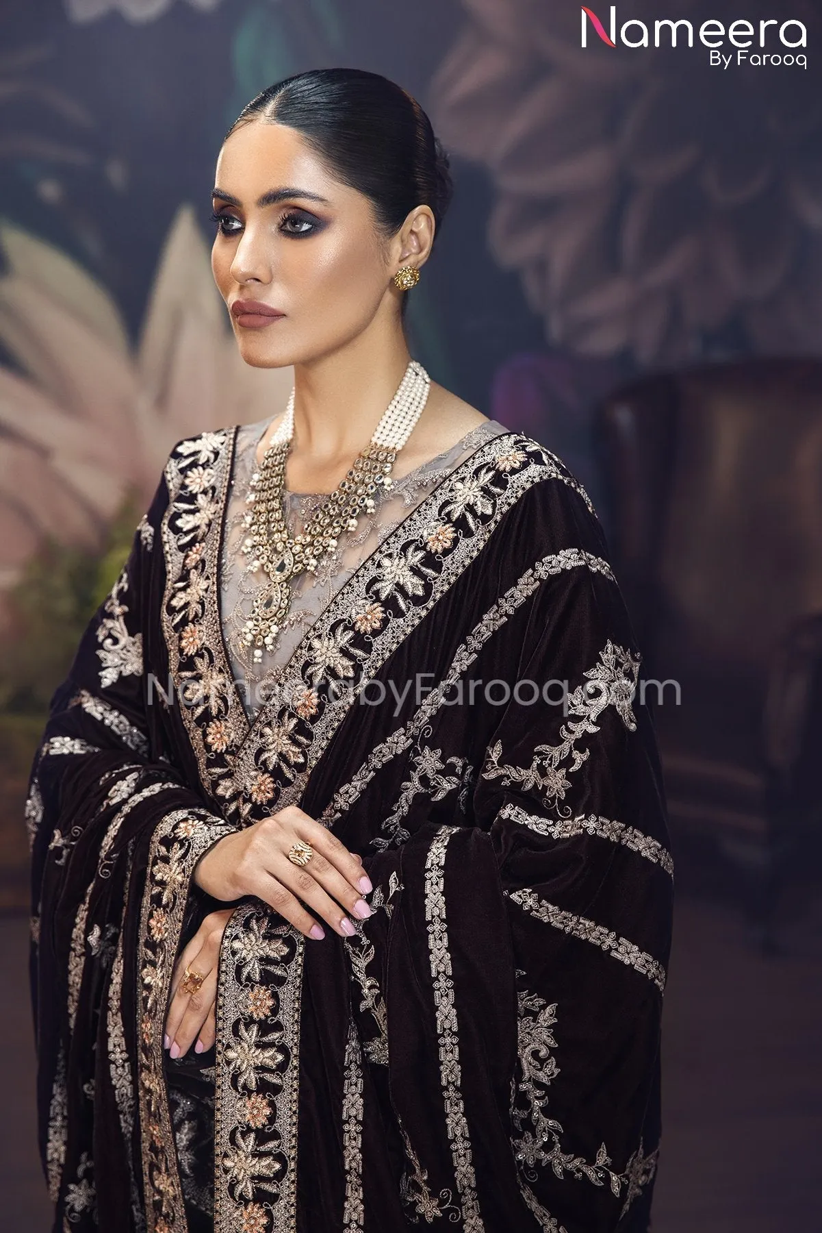Elegant Pishwas Dress Pakistani in Grey Shade #PF248