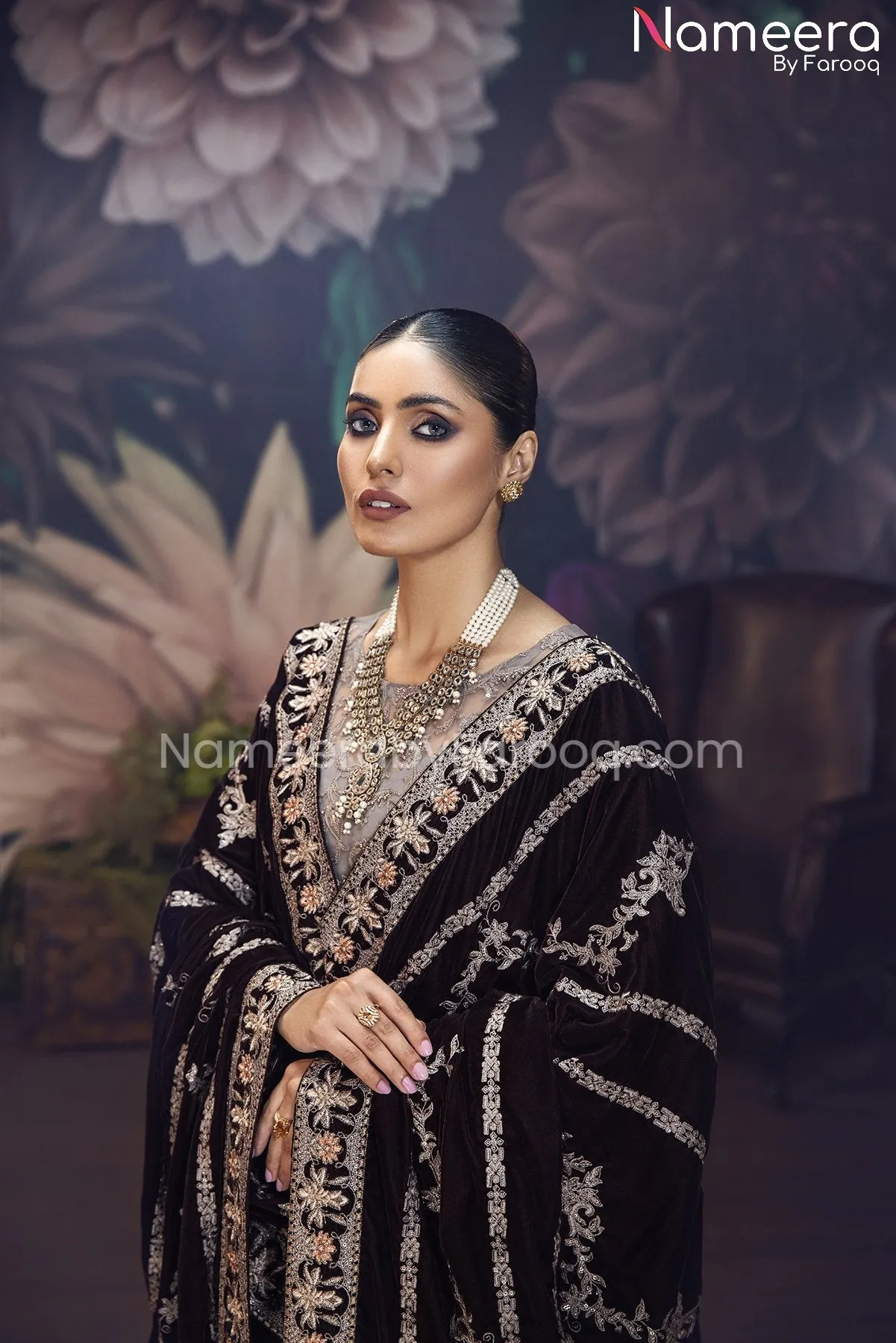 Elegant Pishwas Dress Pakistani in Grey Shade #PF248