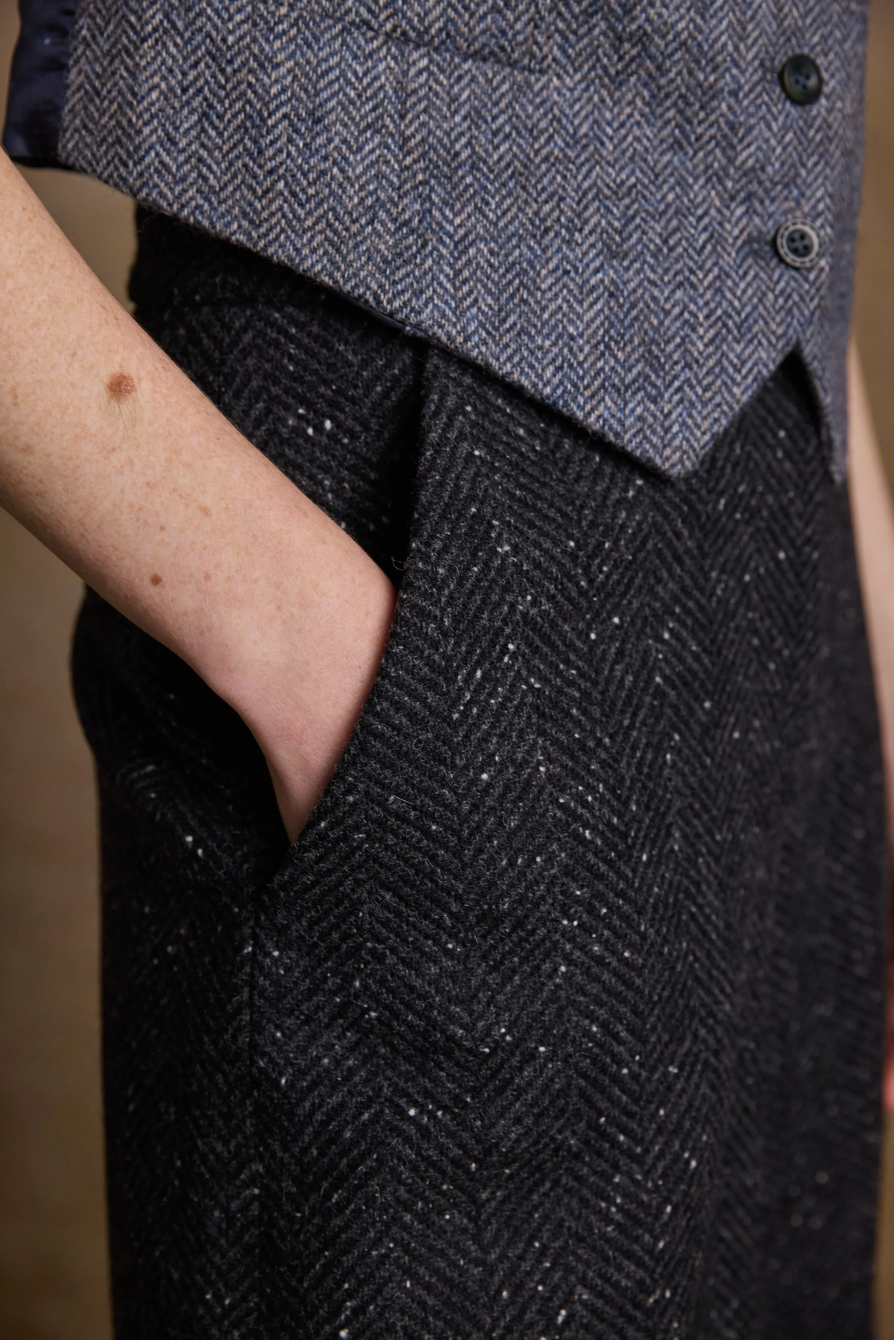 Enya Tweed Culottes - Donegal Wide Grey Fleck
