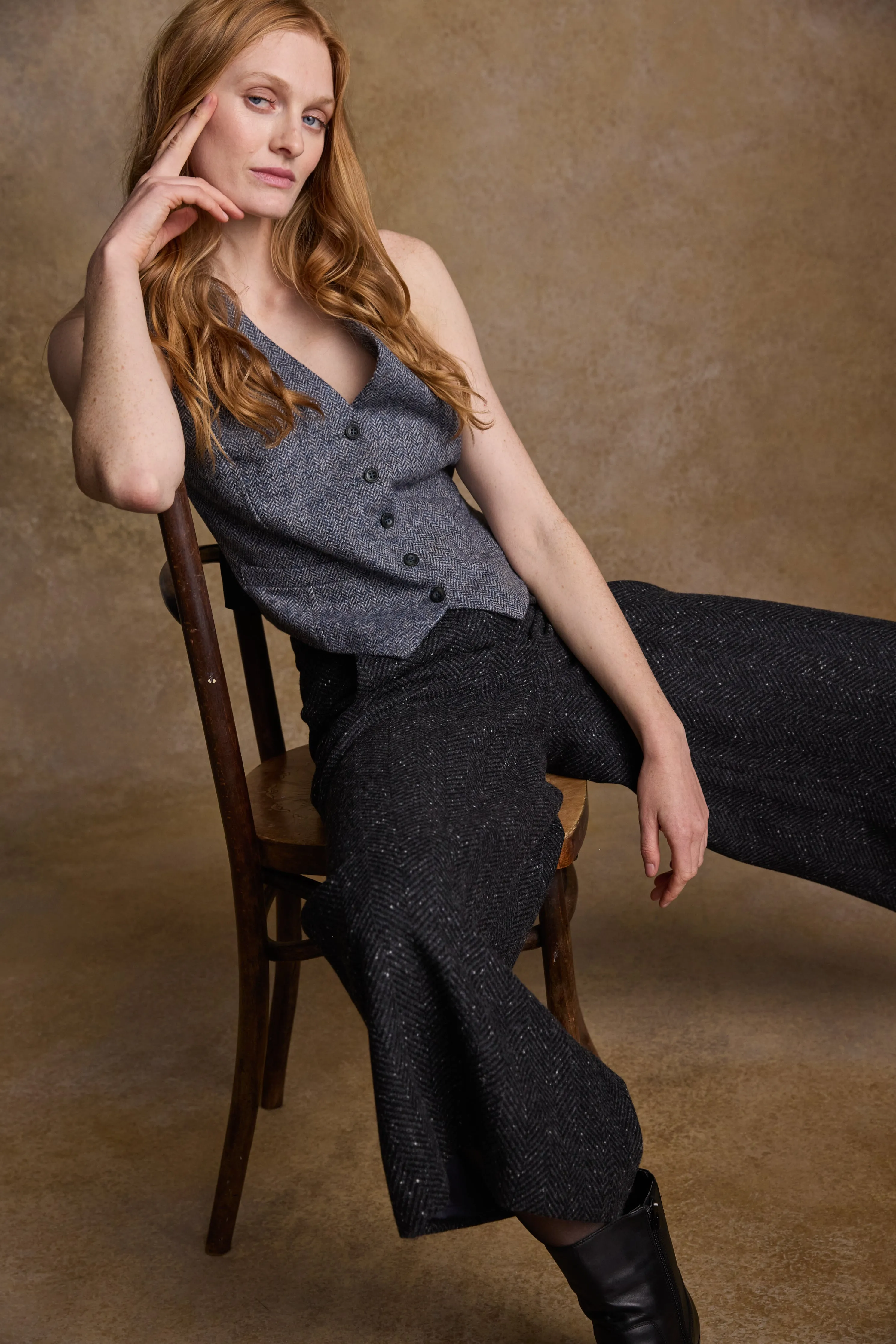 Enya Tweed Culottes - Donegal Wide Grey Fleck