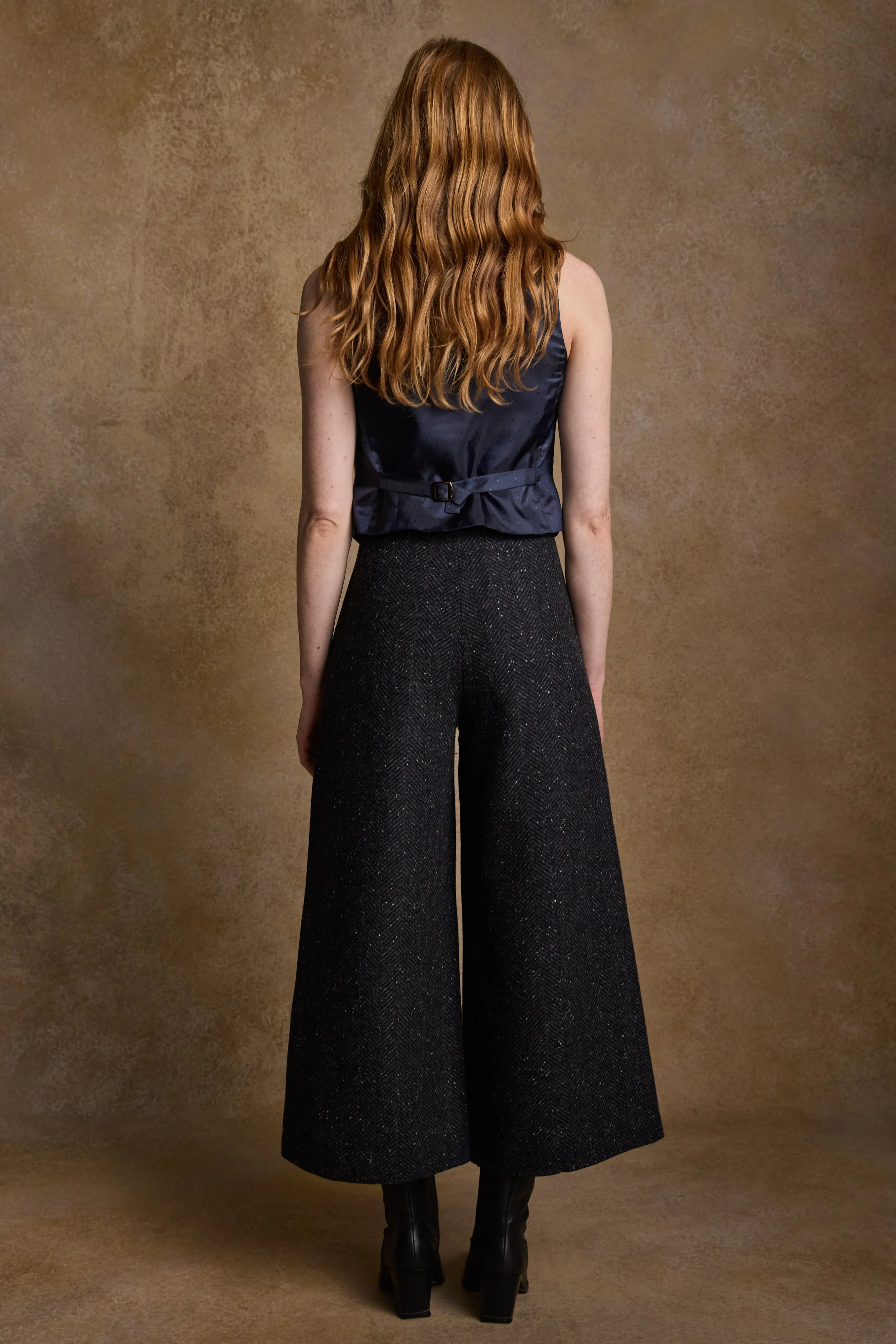 Enya Tweed Culottes - Donegal Wide Grey Fleck
