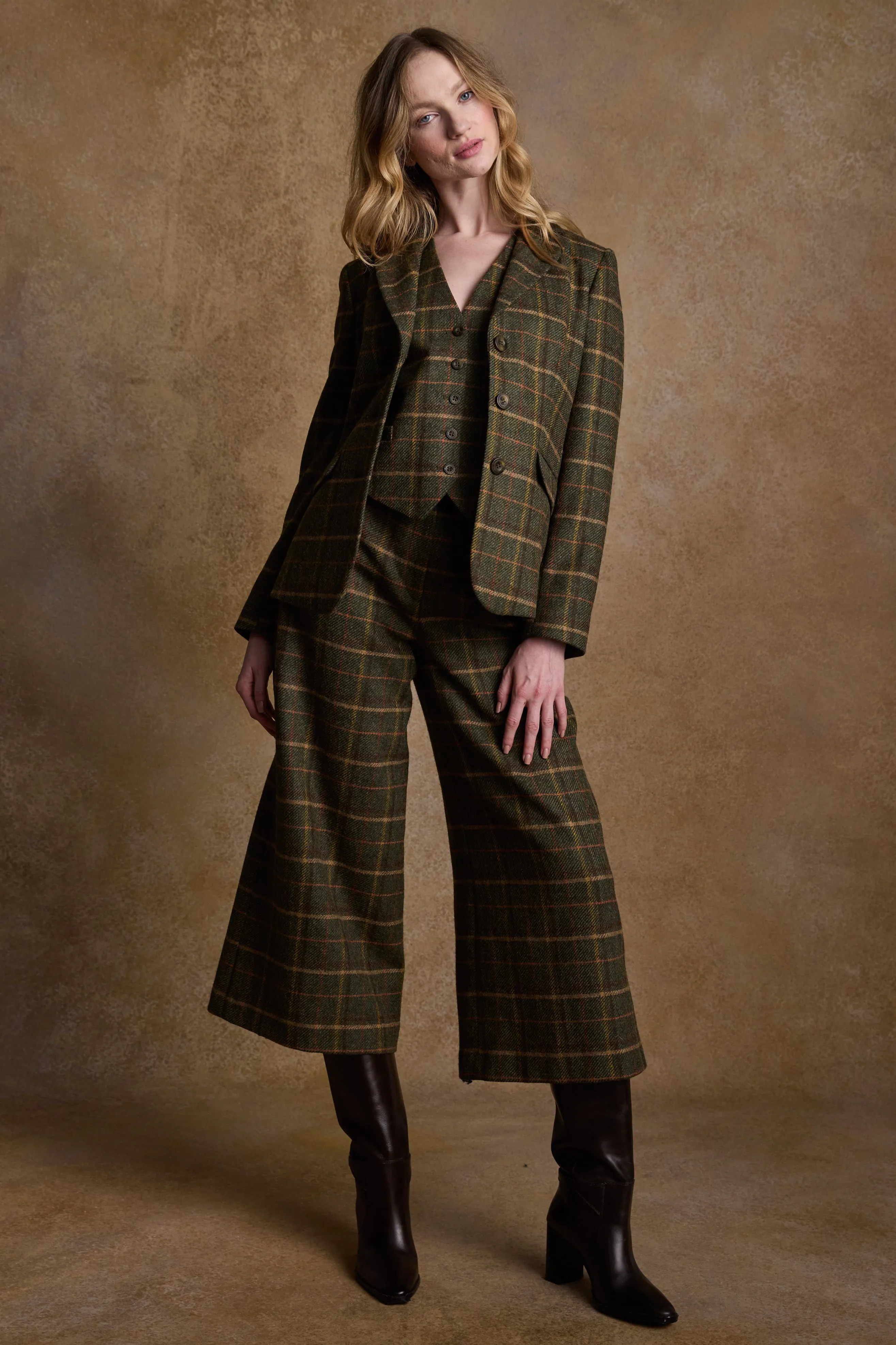 Enya Tweed Culottes - Green Country Check