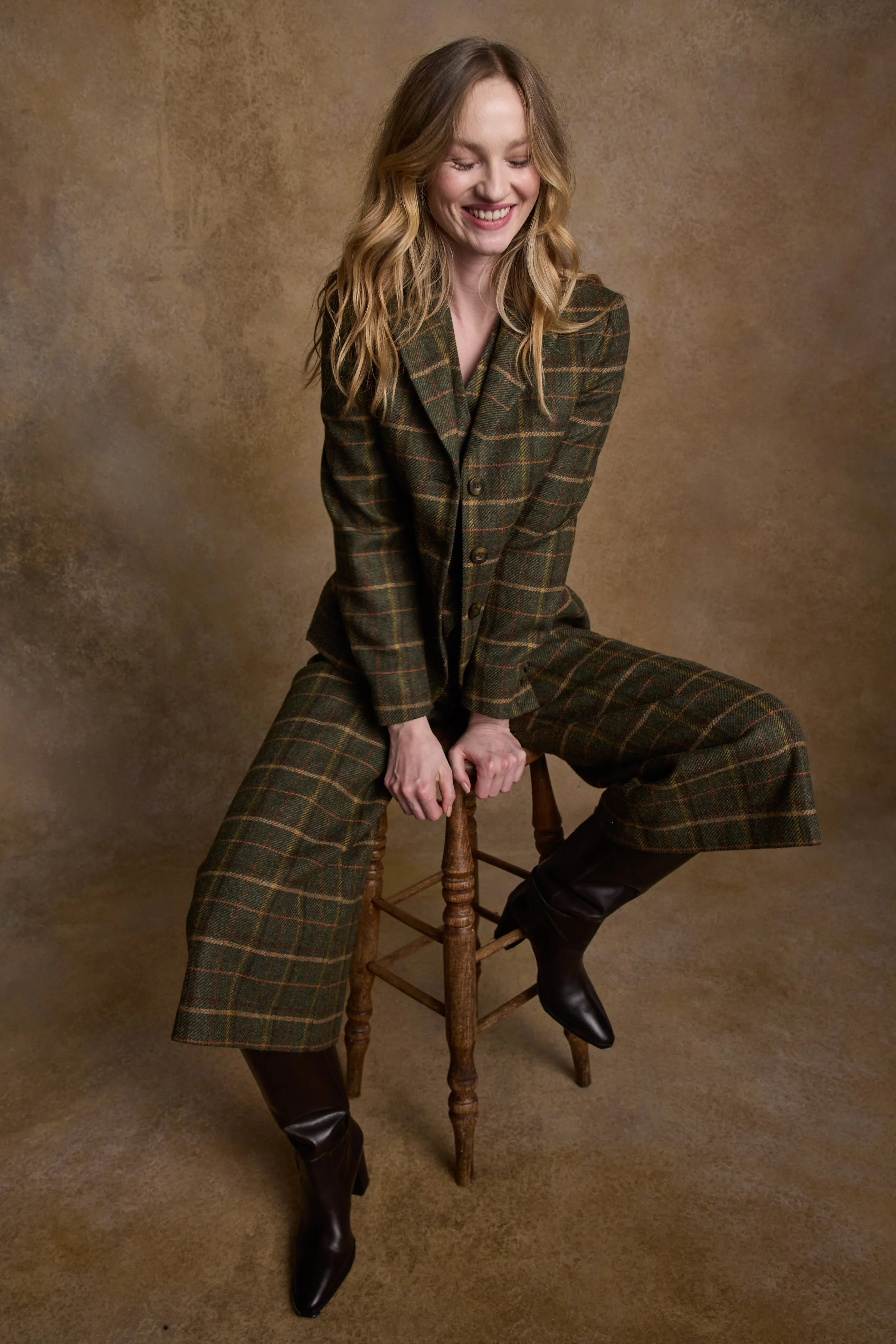 Enya Tweed Culottes - Green Country Check