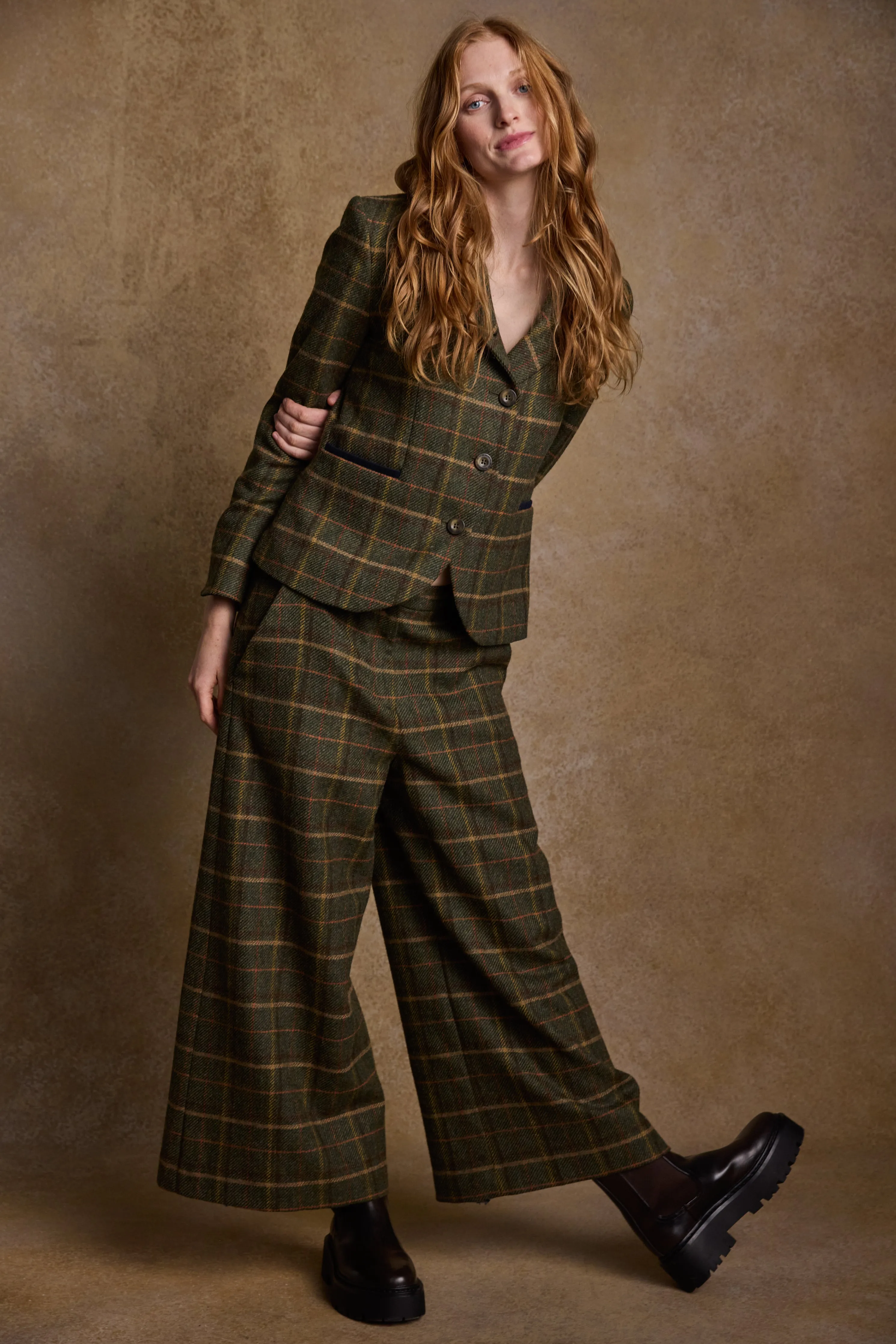 Enya Tweed Culottes - Green Country Check