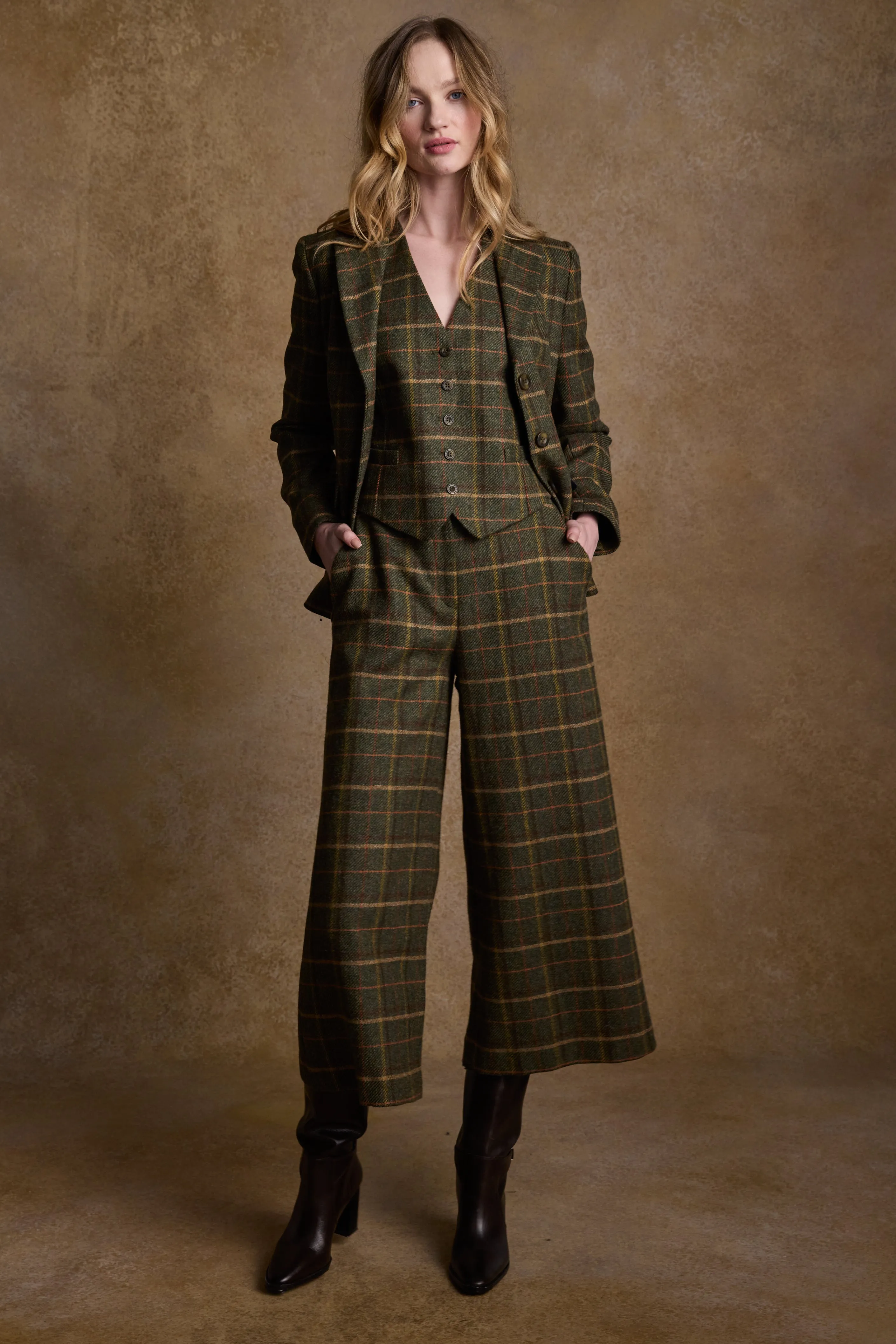 Enya Tweed Culottes - Green Country Check