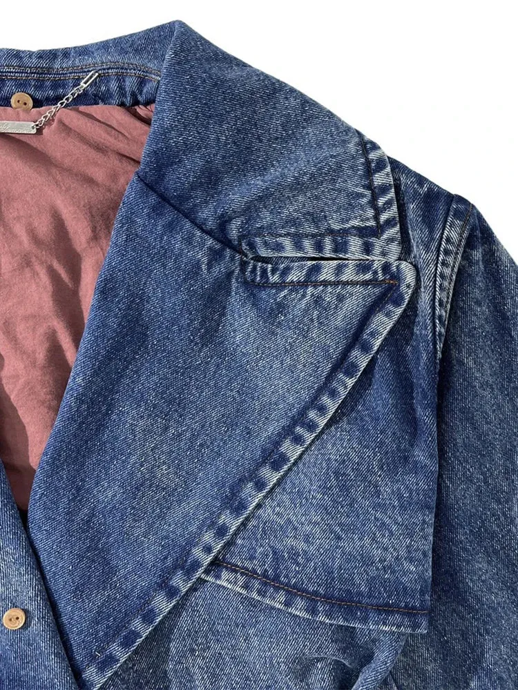 Fur Collar Trench Denim Coat