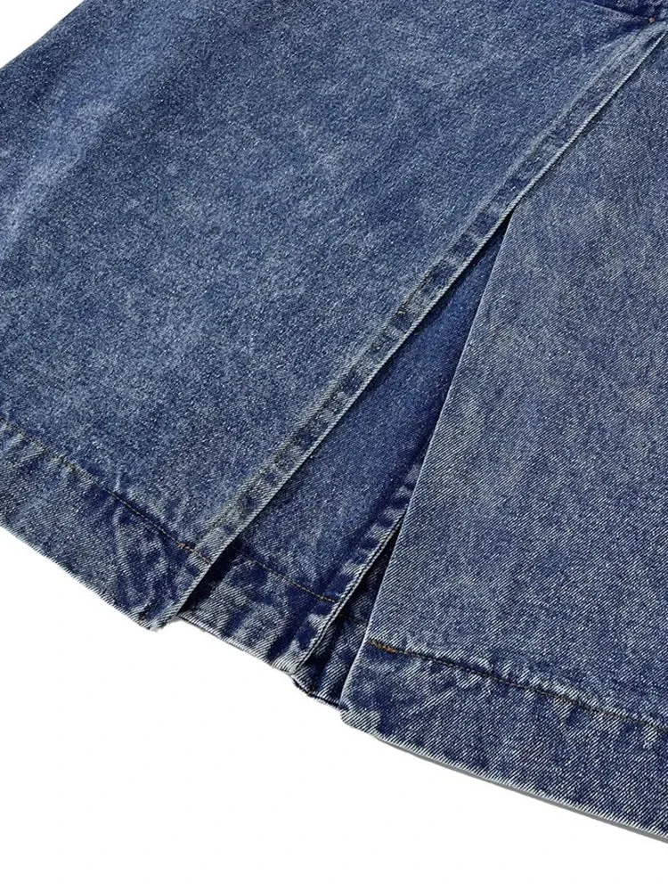 Fur Collar Trench Denim Coat