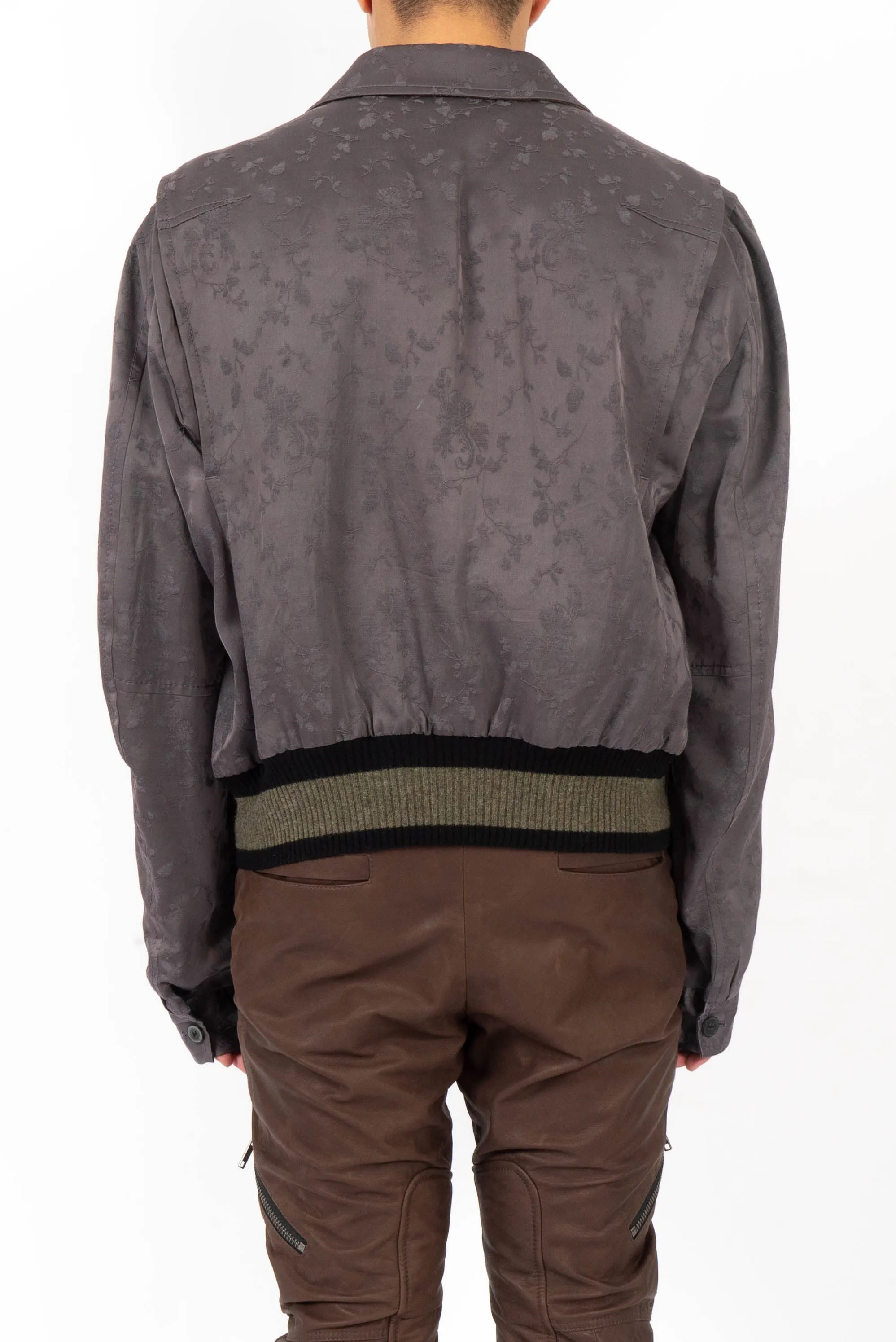 FW18 Grey Floral Silk Bomber Jacket