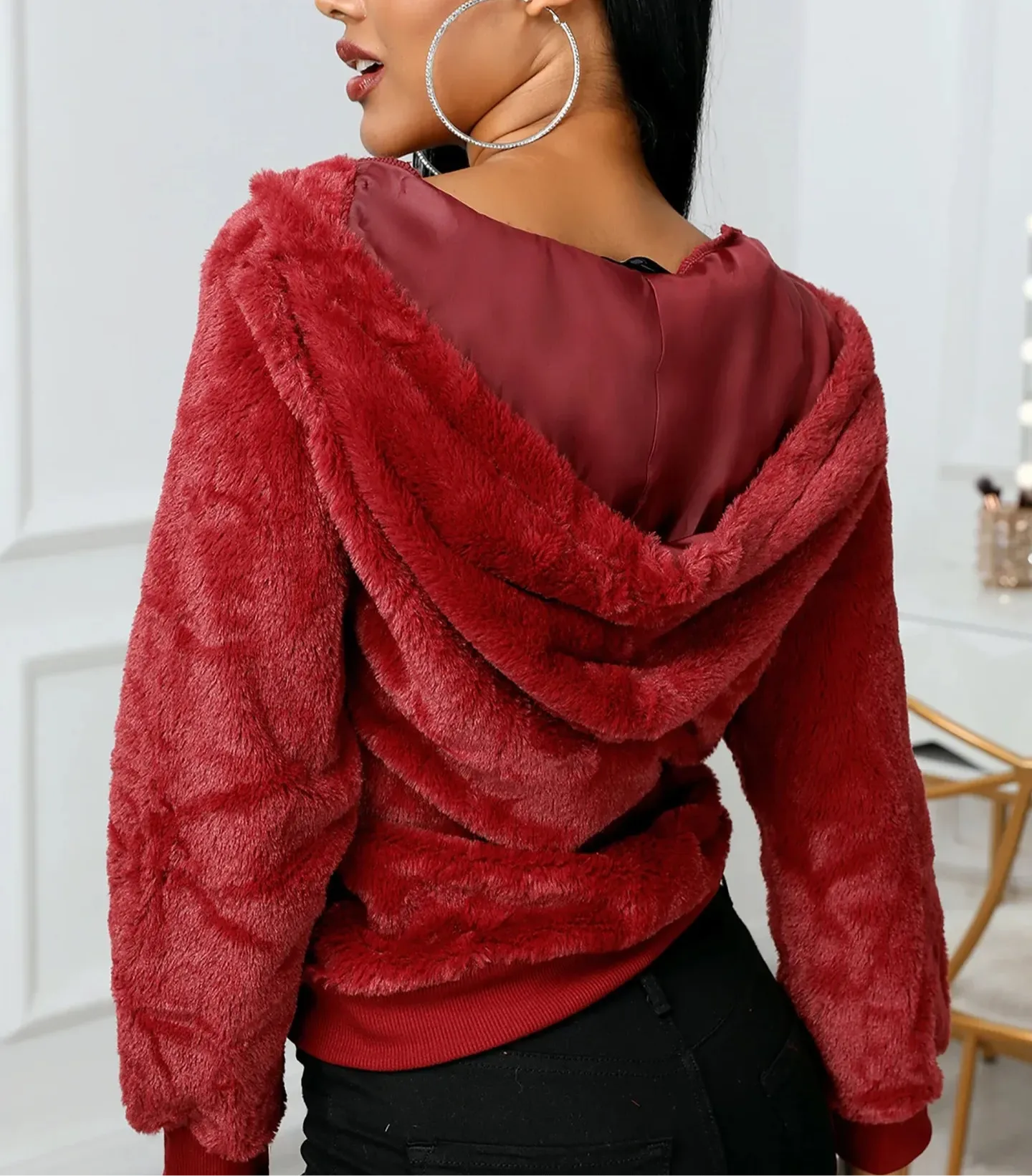 Hooded Patch Teddy Jacket – Cozy, Cute & Stylish