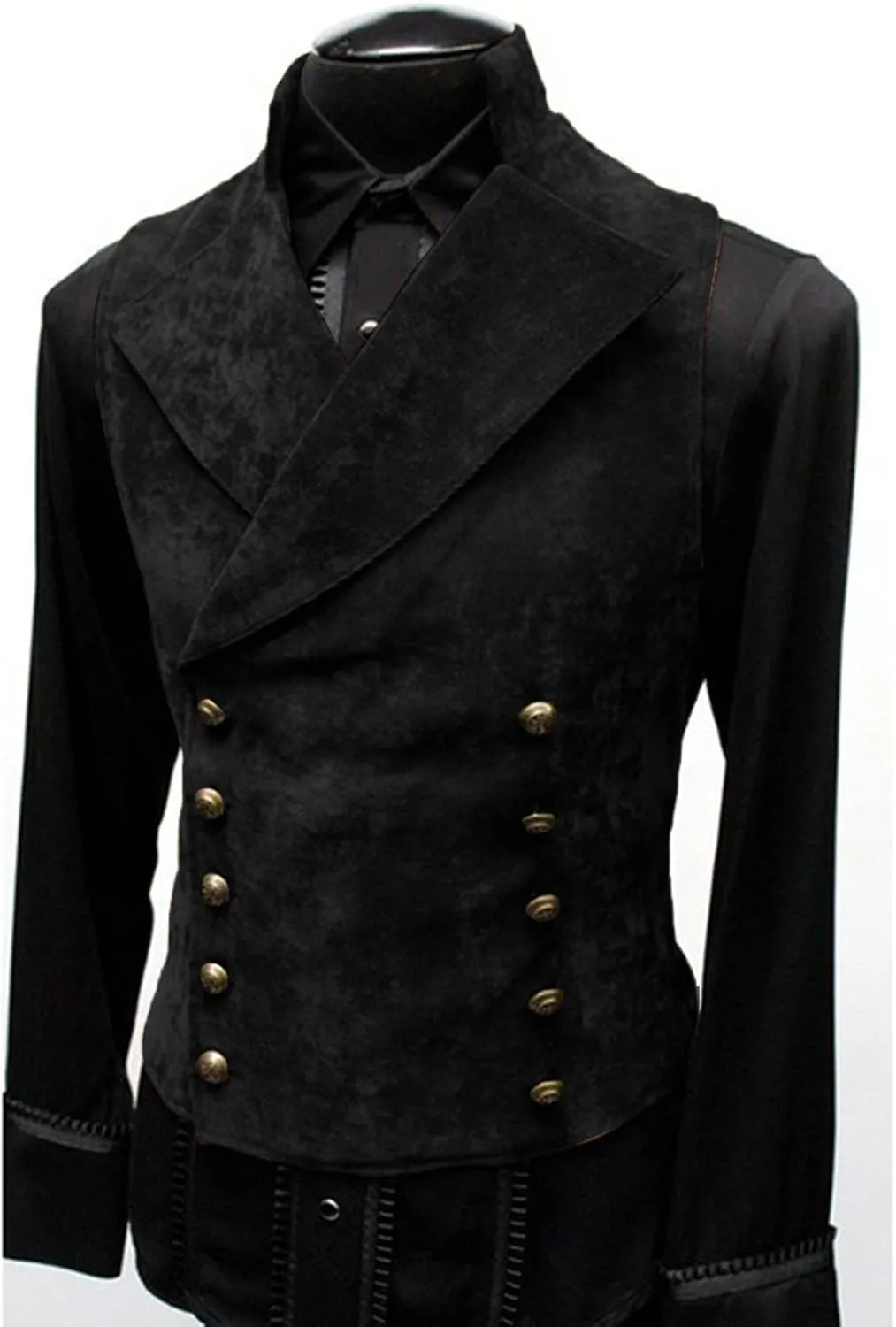 Kingspinner Mens Gothic Steampunk Vest Vintage Tailcoat Jacket Waistcoat Sleeveless Coat Victorian Frock Long Trench Coats