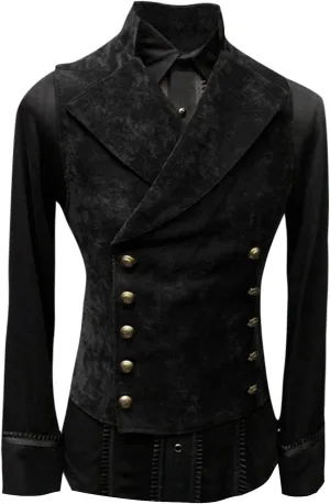 Kingspinner Mens Gothic Steampunk Vest Vintage Tailcoat Jacket Waistcoat Sleeveless Coat Victorian Frock Long Trench Coats