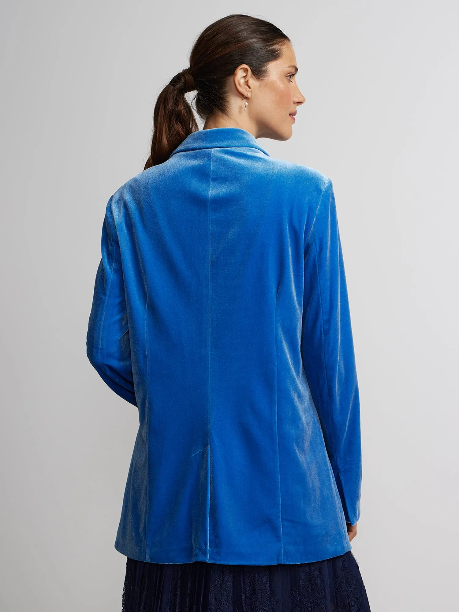 Long Sleeve Single Button Velvet Blazer