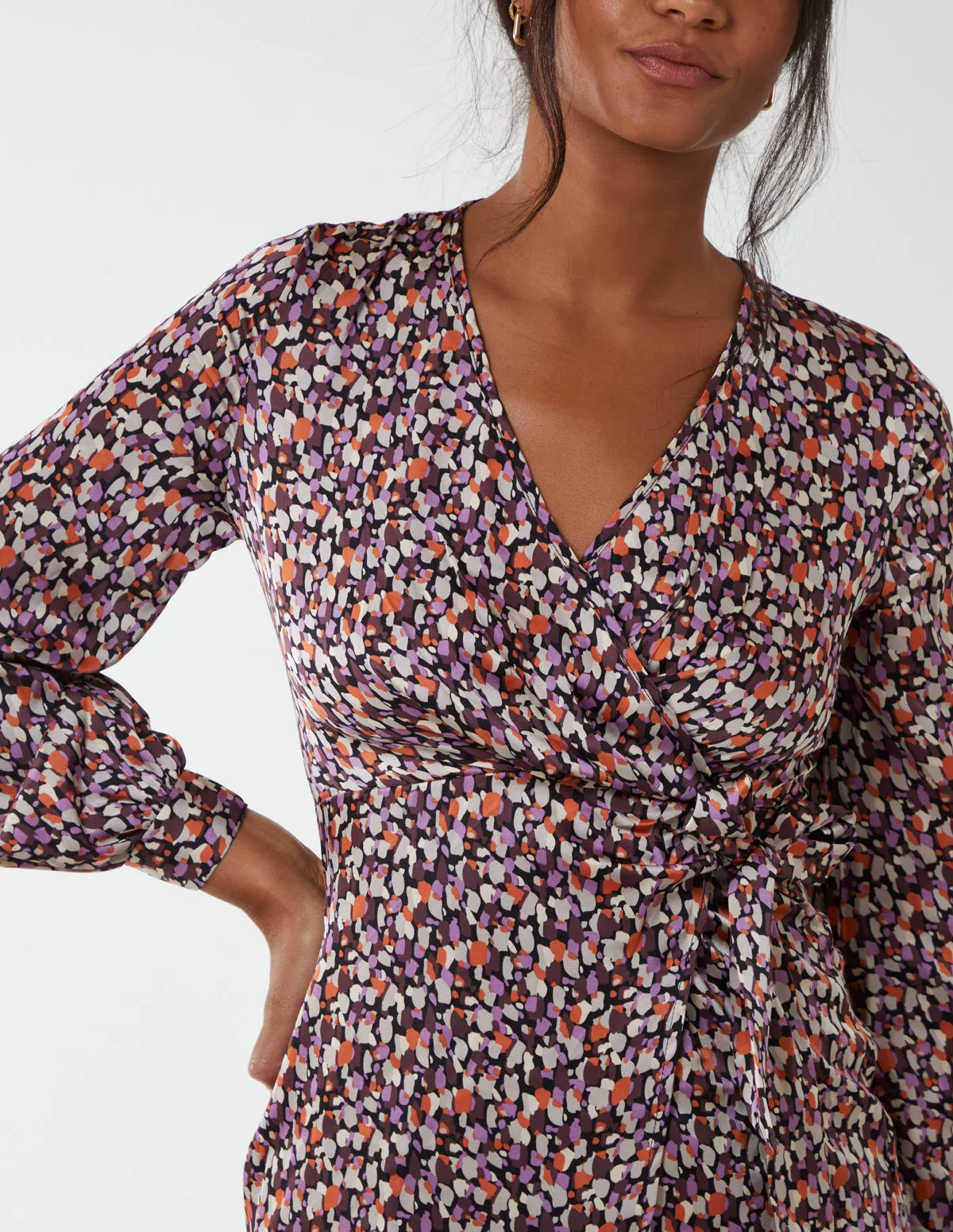 Long Sleeve Wrap Hem Dress