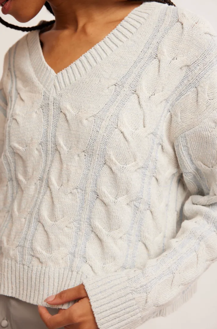 Pale Blue Washed Cable Top