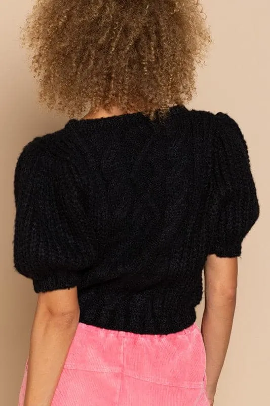 Parisian Puff Sleeve Black Sweater