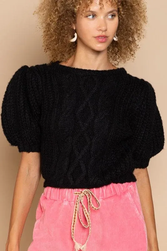 Parisian Puff Sleeve Black Sweater