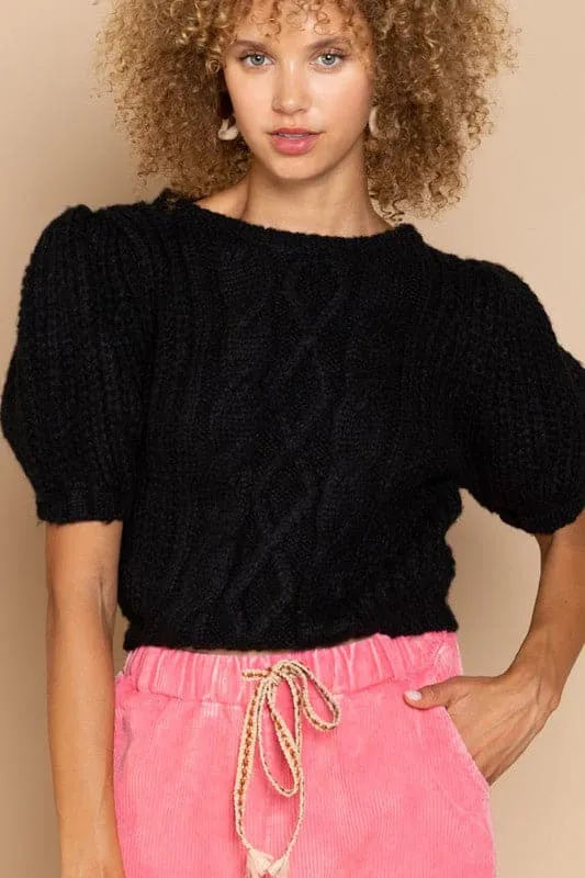 Parisian Puff Sleeve Black Sweater
