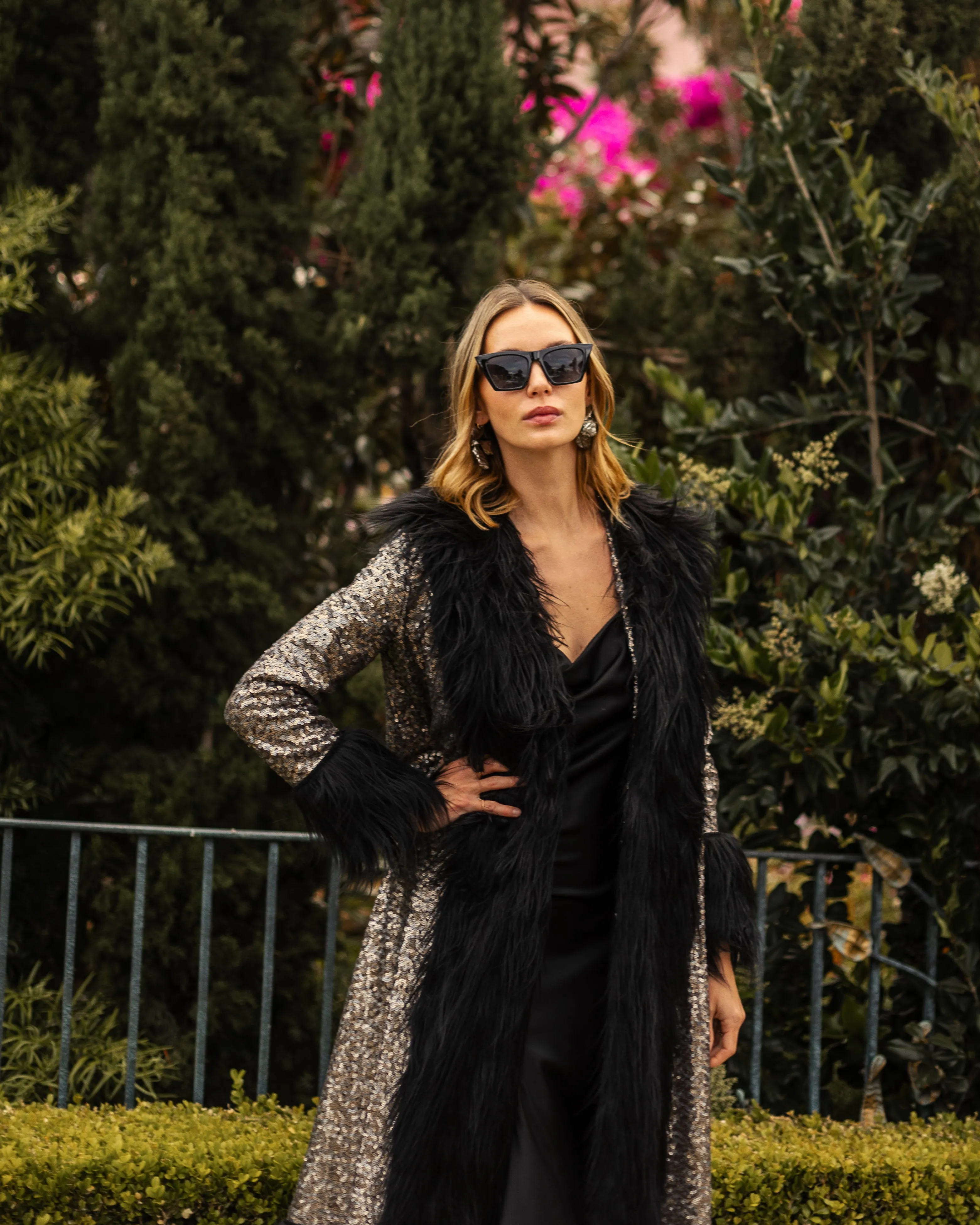 Penny Deluxe Gunmetal Faux Fur Jacket