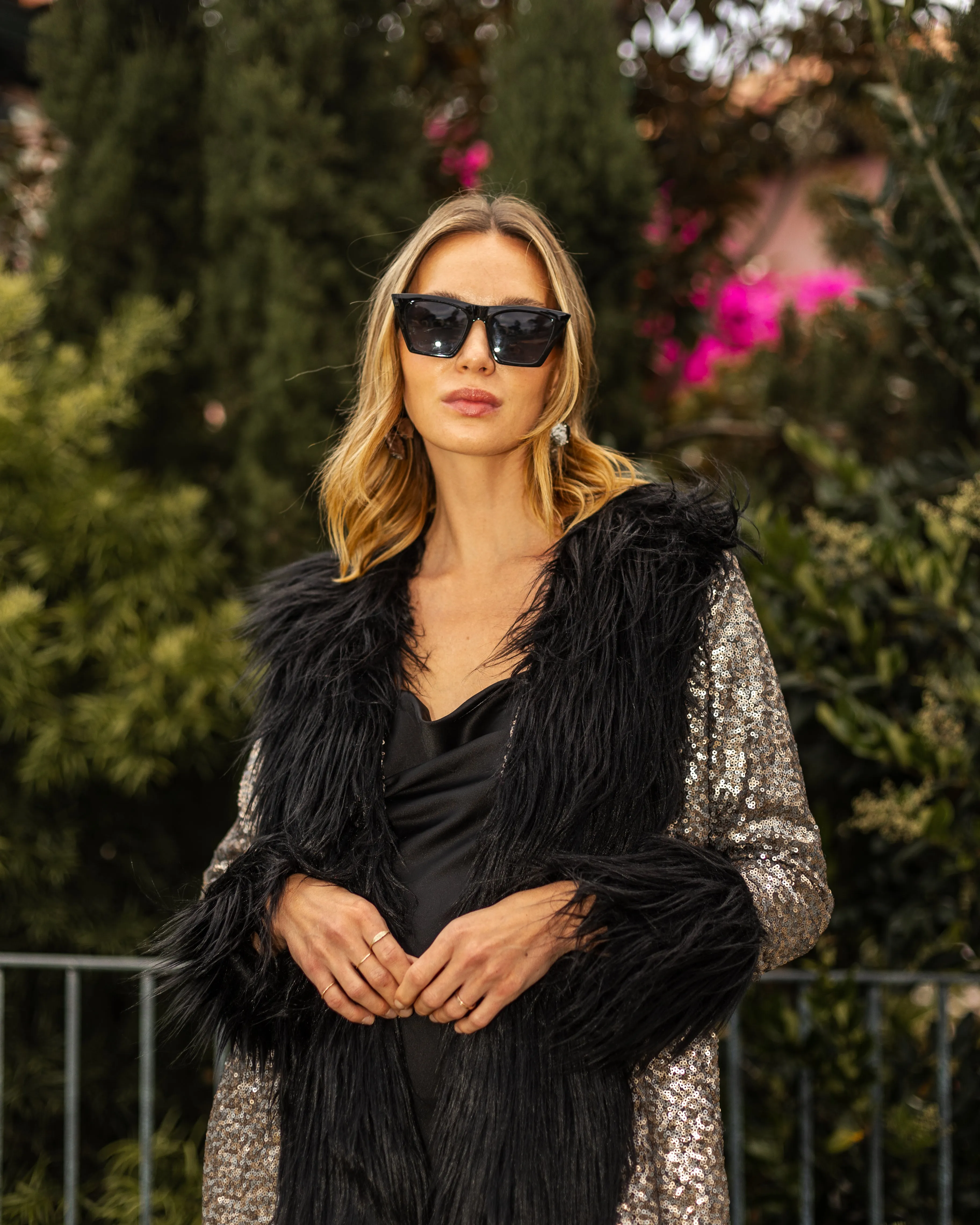 Penny Deluxe Gunmetal Faux Fur Jacket