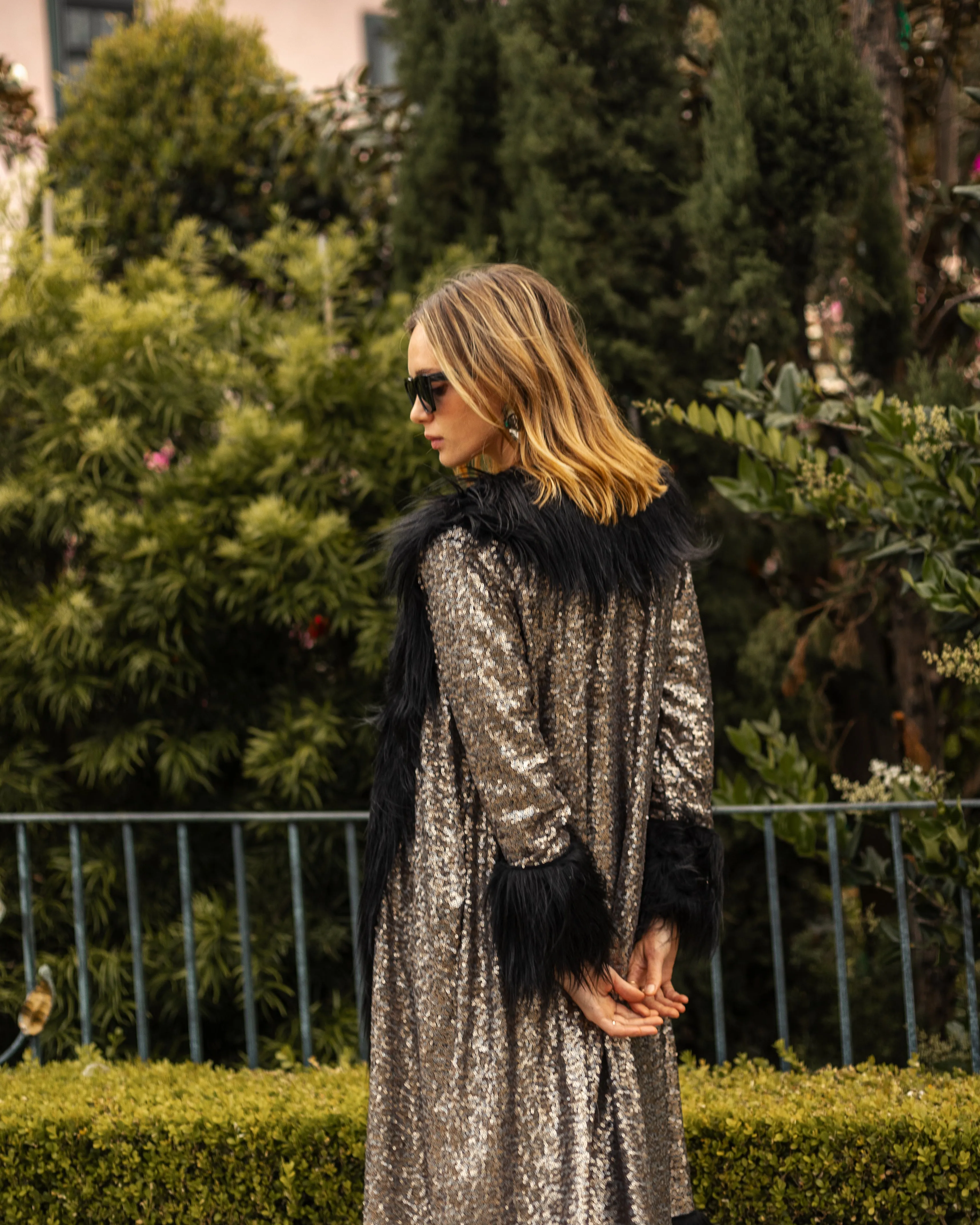 Penny Deluxe Gunmetal Faux Fur Jacket