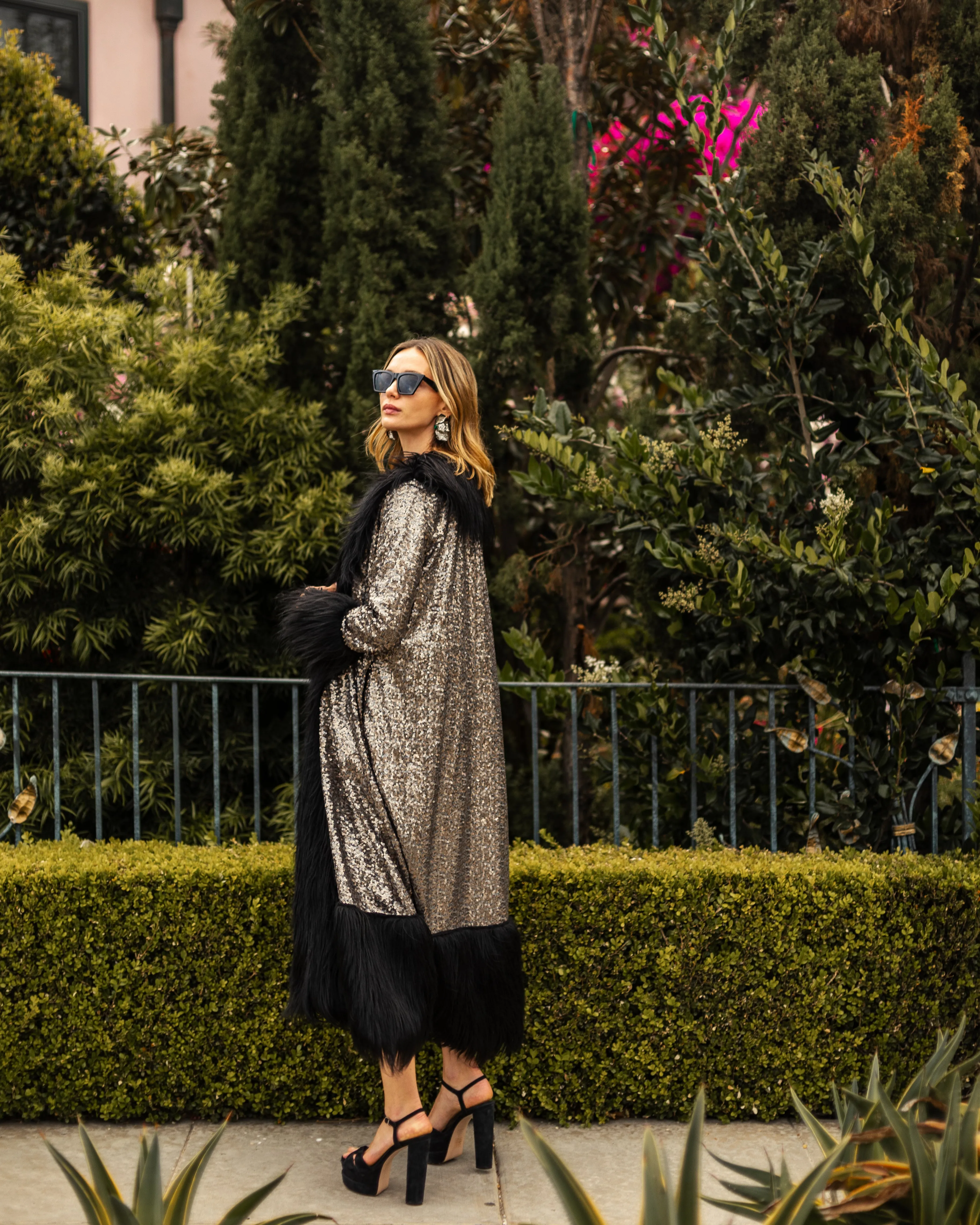 Penny Deluxe Gunmetal Faux Fur Jacket