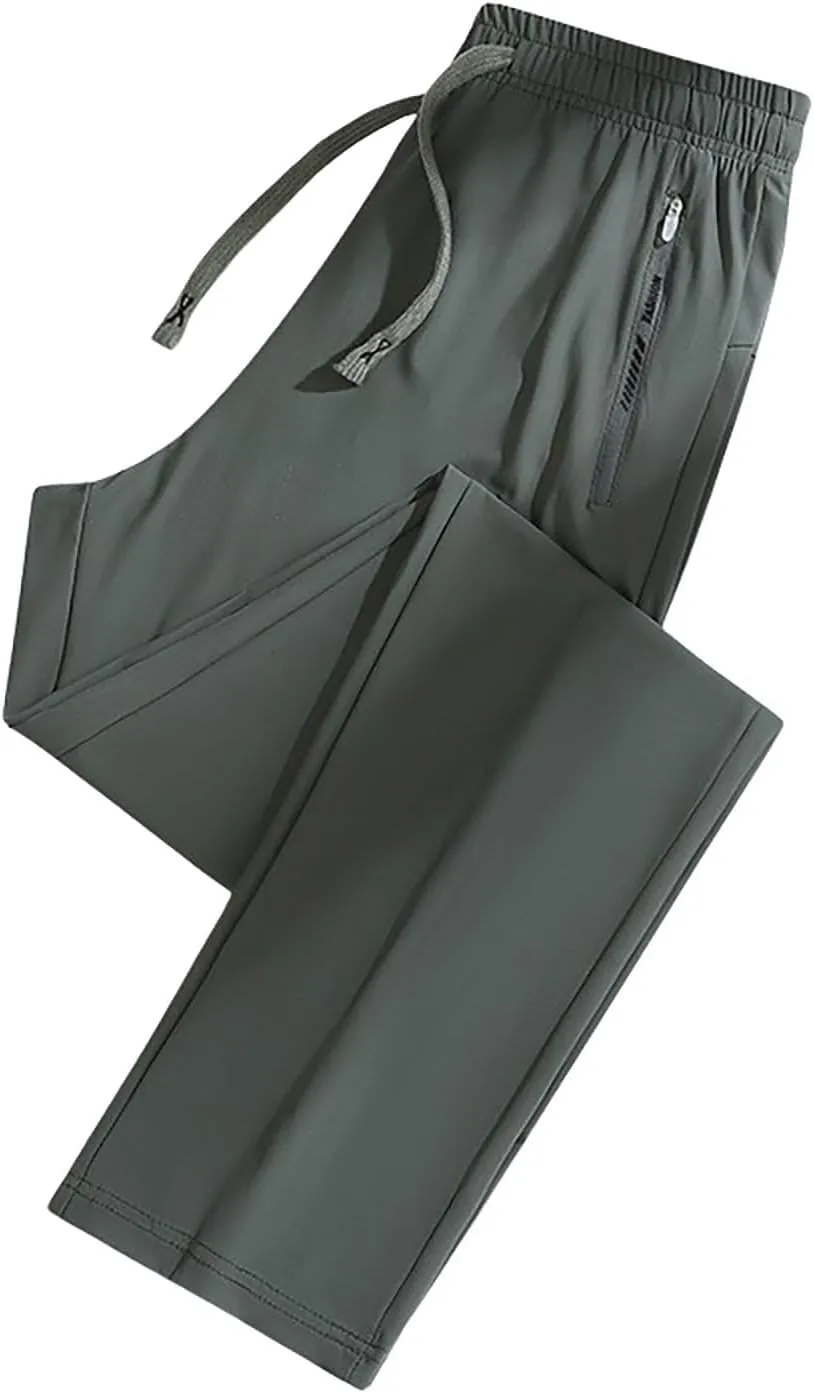 Quick Dry Stretch Pants for Women Summer Straight Leg Pull on Hiking Pants Plus Size Drawstring Flexipants with Pockets