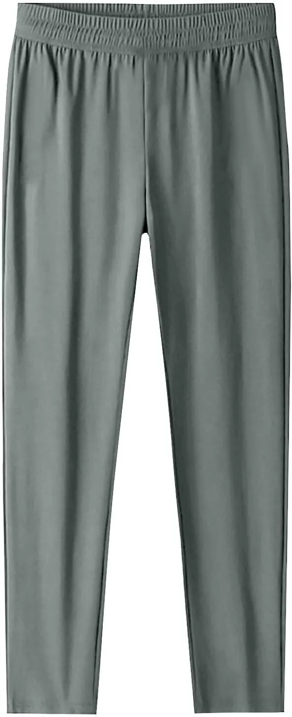 Quick Dry Stretch Pants for Women Summer Straight Leg Pull on Hiking Pants Plus Size Drawstring Flexipants with Pockets