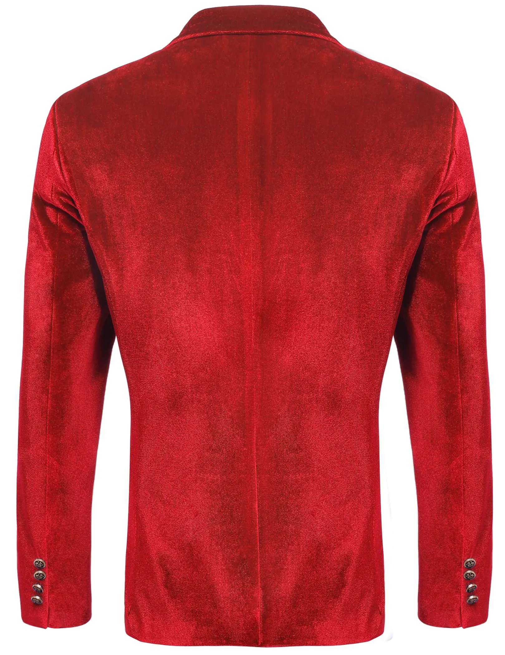 Red Men's Designer Style Velvet Lapel Long Sleeve Blazer