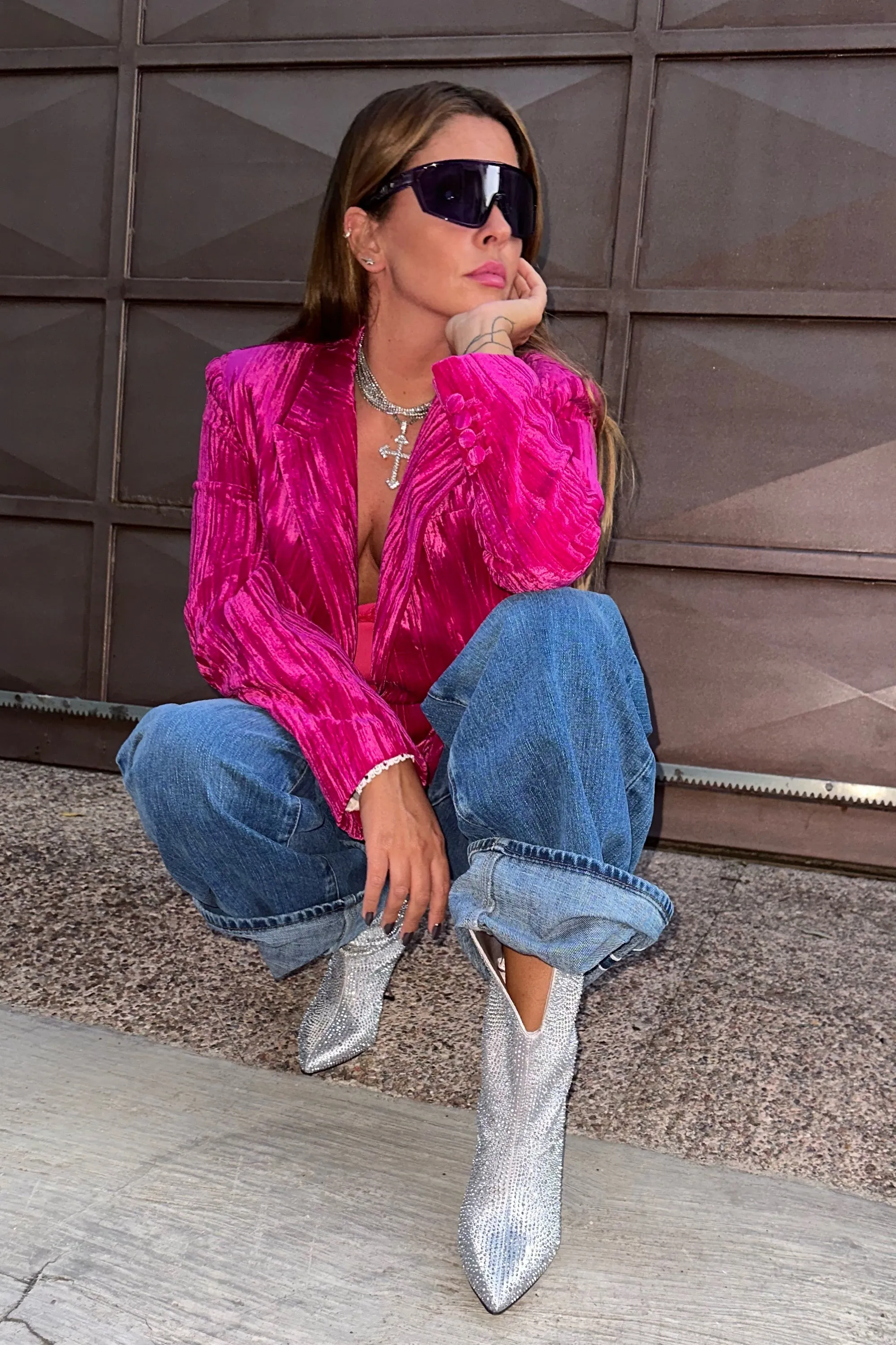 SINGLEBREASTED VELVET BLAZER