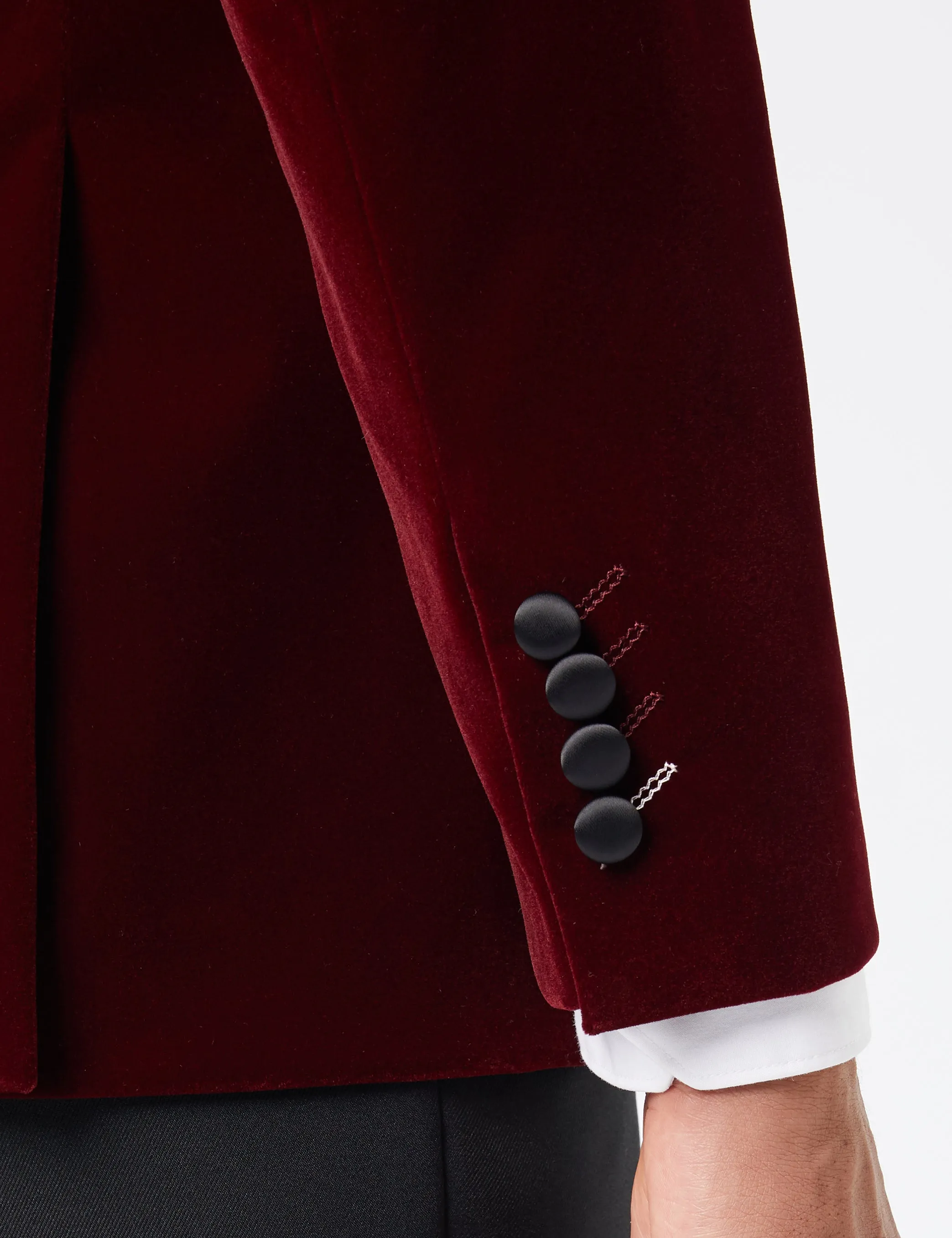 SMITH - BURGUNDY TUXEDO DOUBLE BREASTED VELVET BLAZER