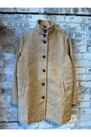 Stephanie Cocoon Coat - Camel Herringbone