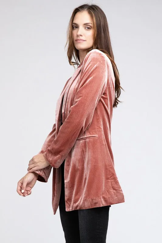 Velvet Verve Peak Lapel Blazer - Champagne or Rust