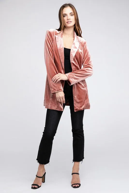 Velvet Verve Peak Lapel Blazer - Champagne or Rust