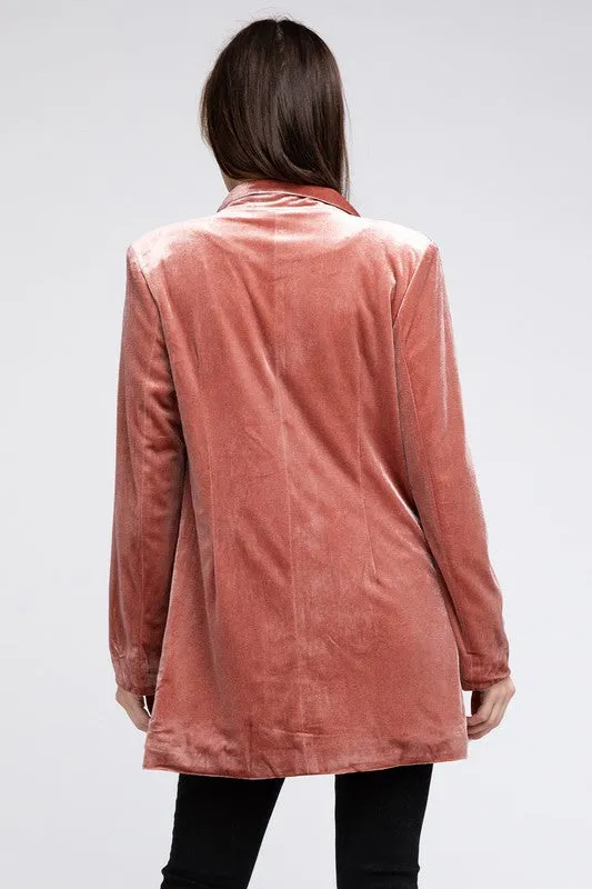 Velvet Verve Peak Lapel Blazer - Champagne or Rust