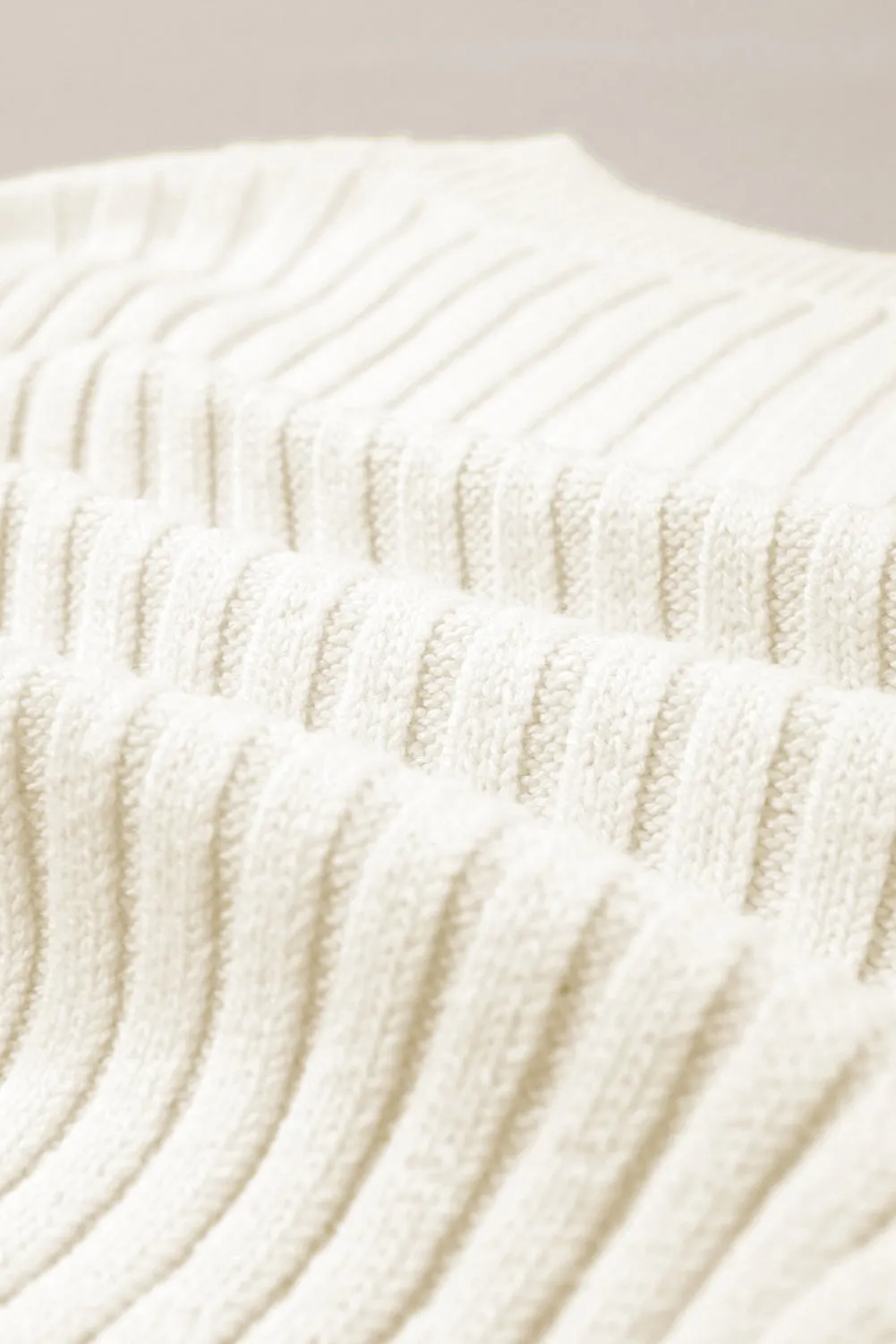 White Cable Knit Cropped Sweater