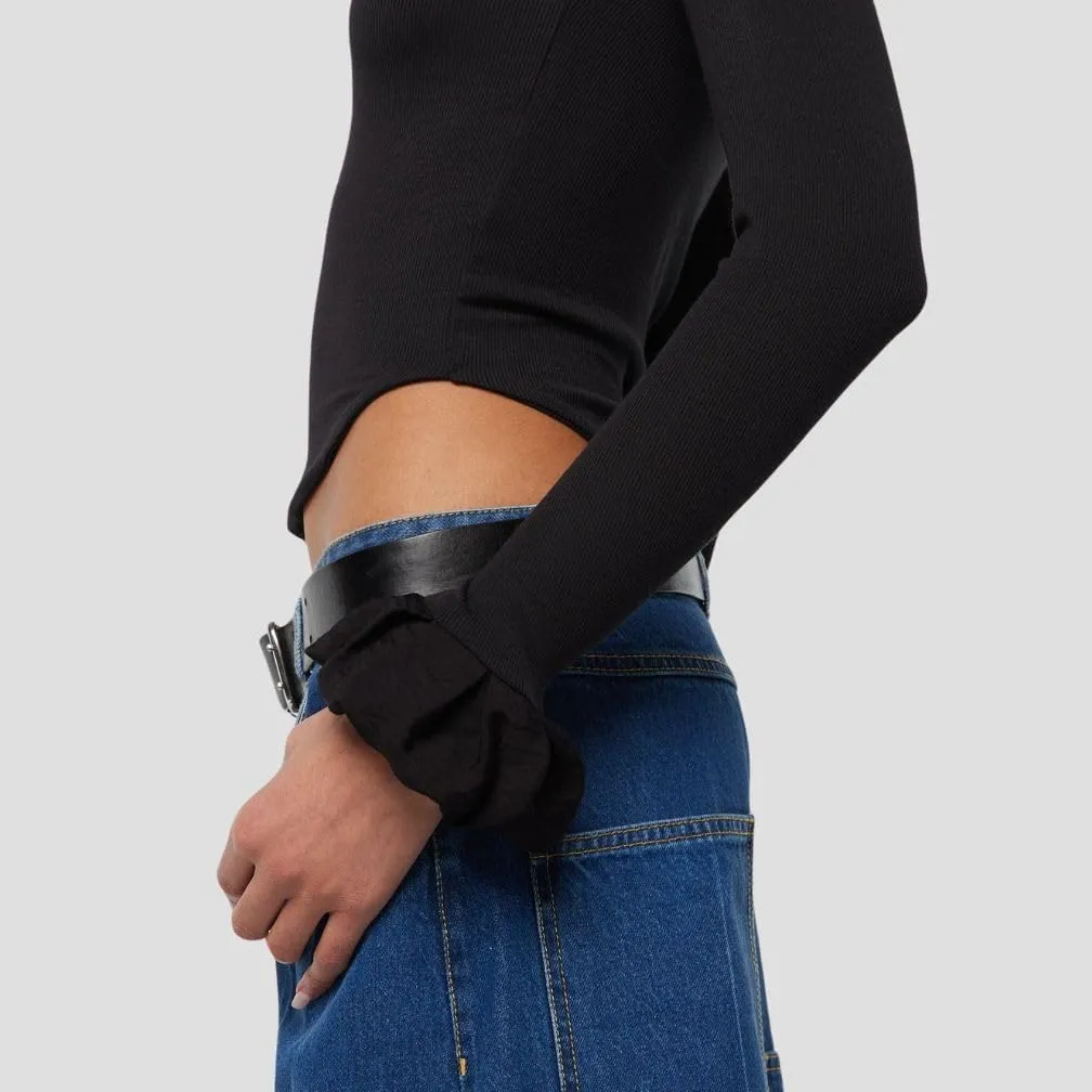 Women Y2k Turtleneck Rib Knit Top Long Sleeve Slim Fit Ruffled Cuffs Blouse Shirt Fall Aesthetic Going Out Top