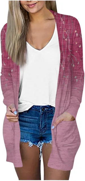 Womens Cardigans Fall 2024, Fashion with Pockets Open Front Casual Sweaters Jacket Cozy Soft Going Out Clothes